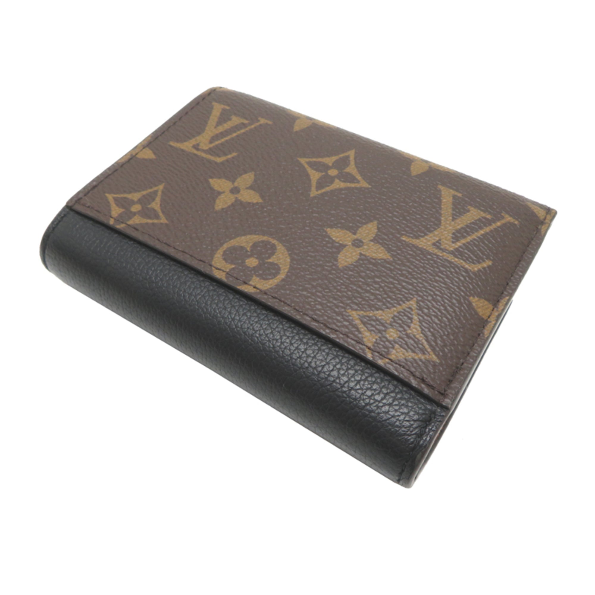 Louis Vuitton Black Brown Monogram Wallet (Tri-Fold) (Pre-Owned)