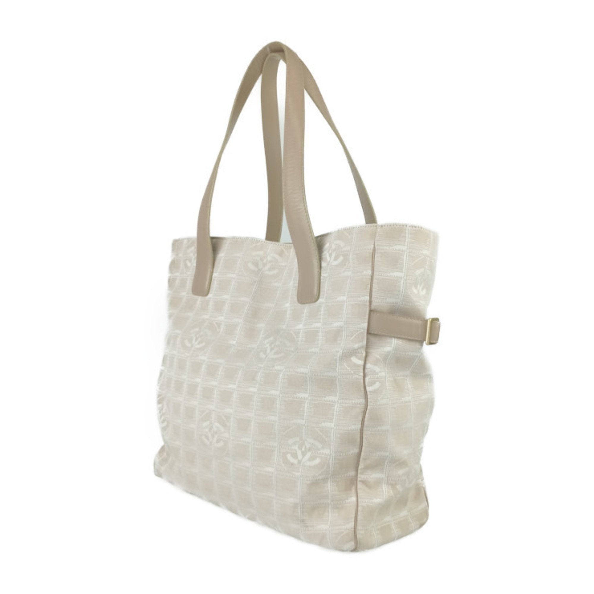 Chanel Beige Canvas Handbag Shoulder Bag Tote Bag (Pre-Owned)