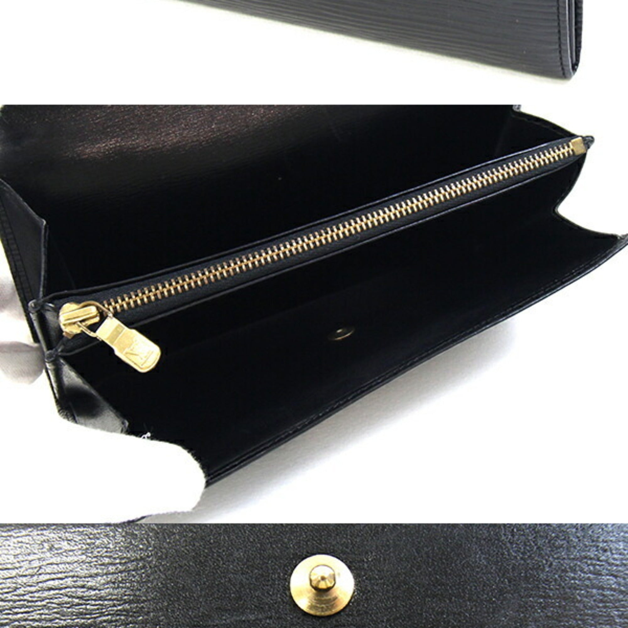 Louis Vuitton Black Noir Epi Leather Long Wallet (Bi-Fold) (Pre-Owned)