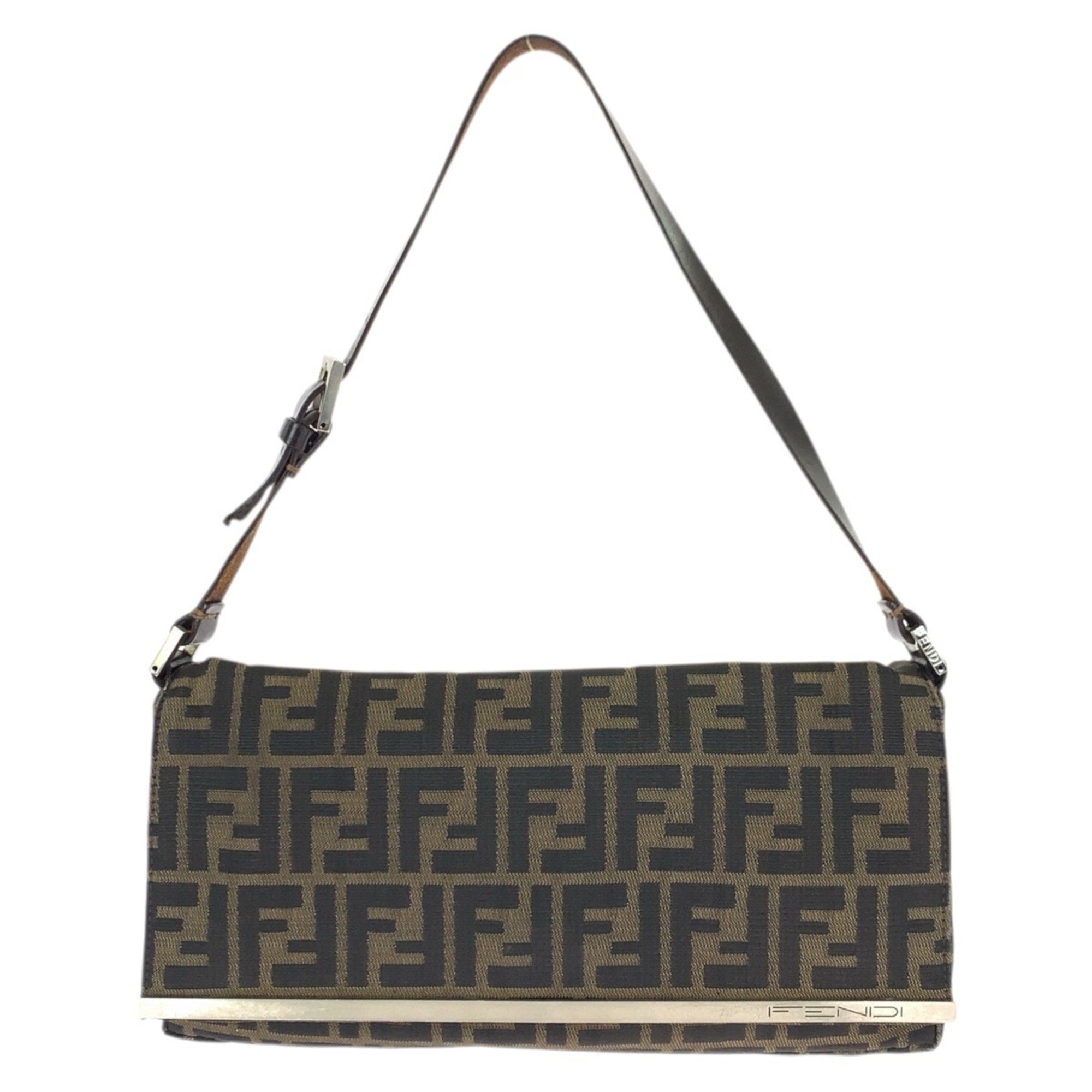 Fendi Brown Canvas Leather Handbag Shoulder Bag (Pre-Owned)