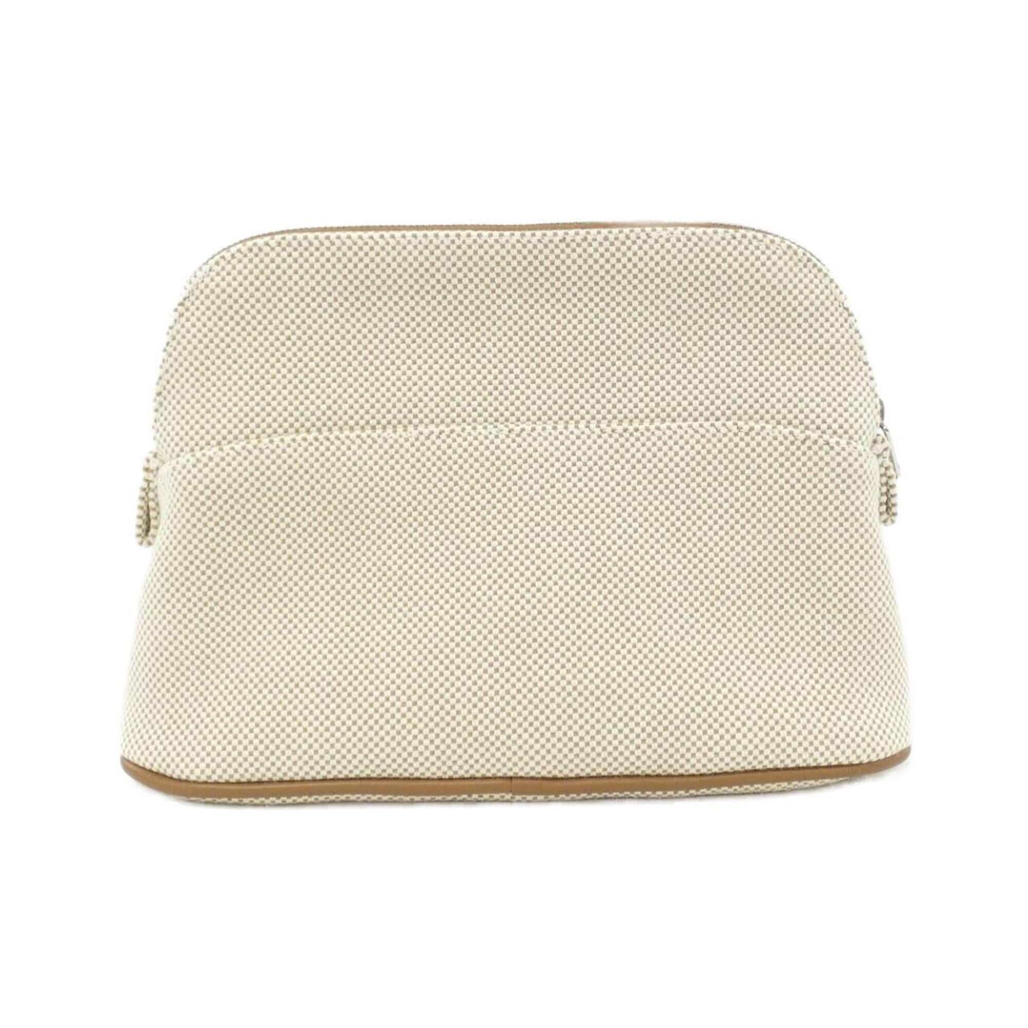 Hermes Grayish Canvas Handbag Pouch (Pre-Owned)