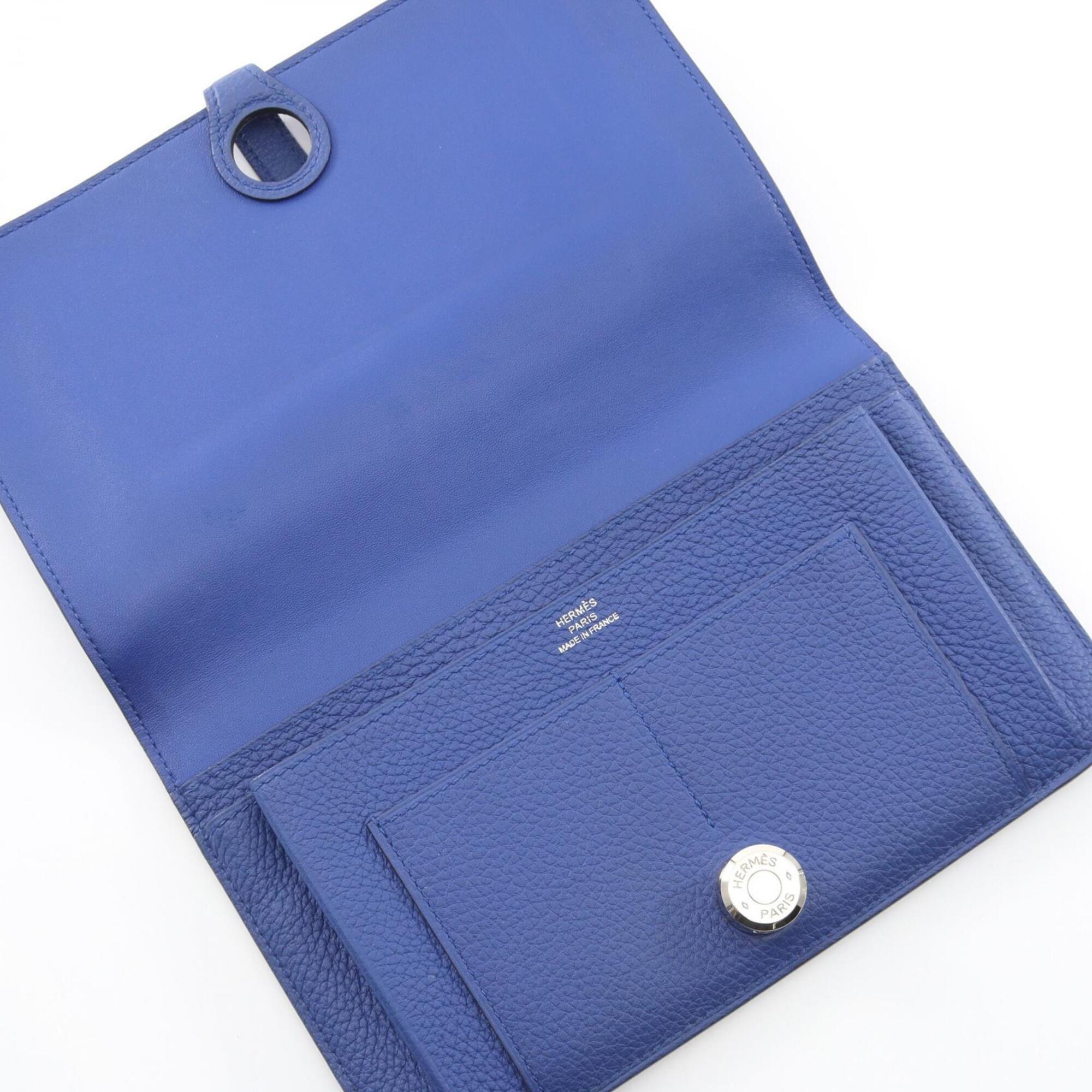 Hermes Blue Togo Leather Long Wallet (Bi-Fold) (Pre-Owned)