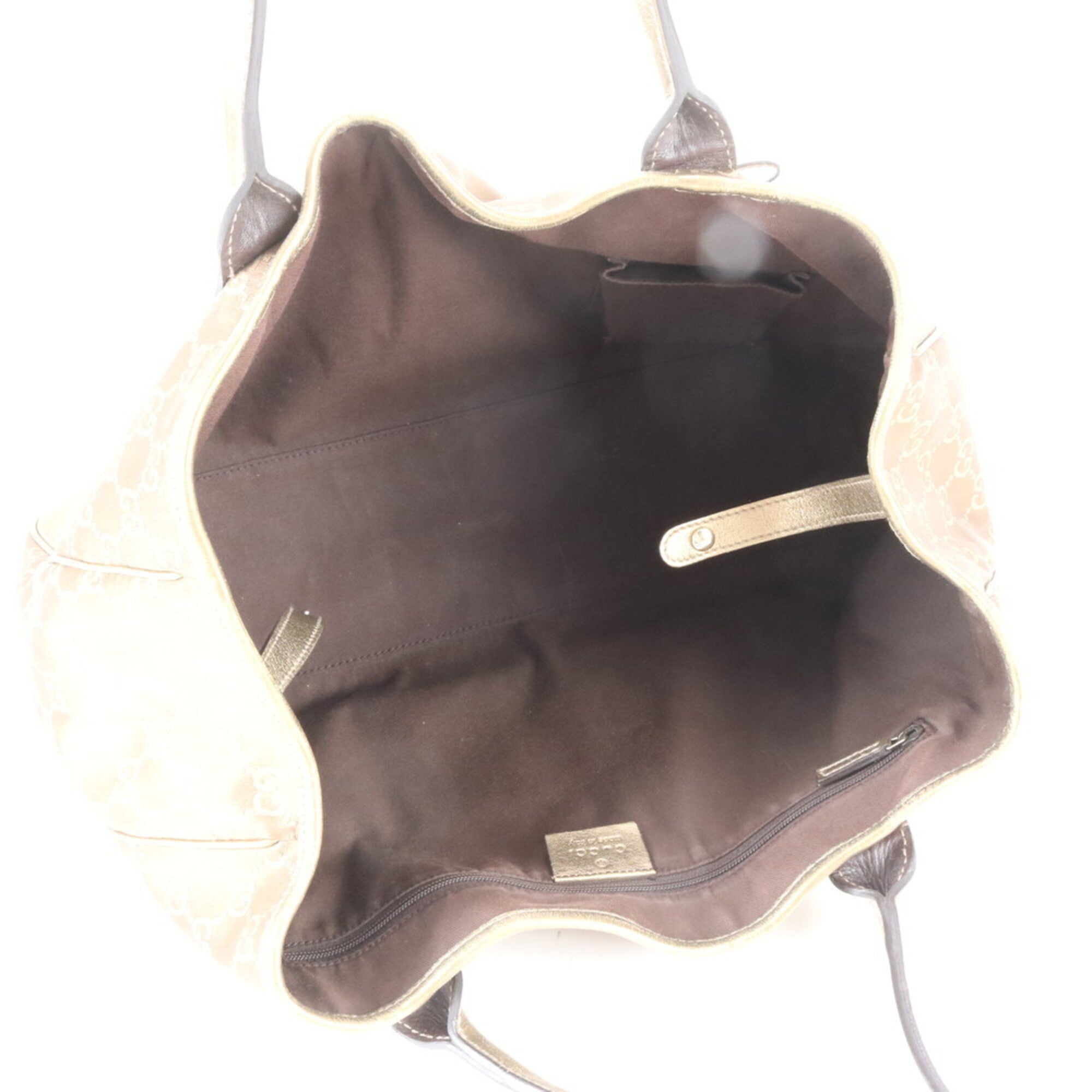 Gucci Brown Gold Leather Handbag Tote Bag (Pre-Owned)