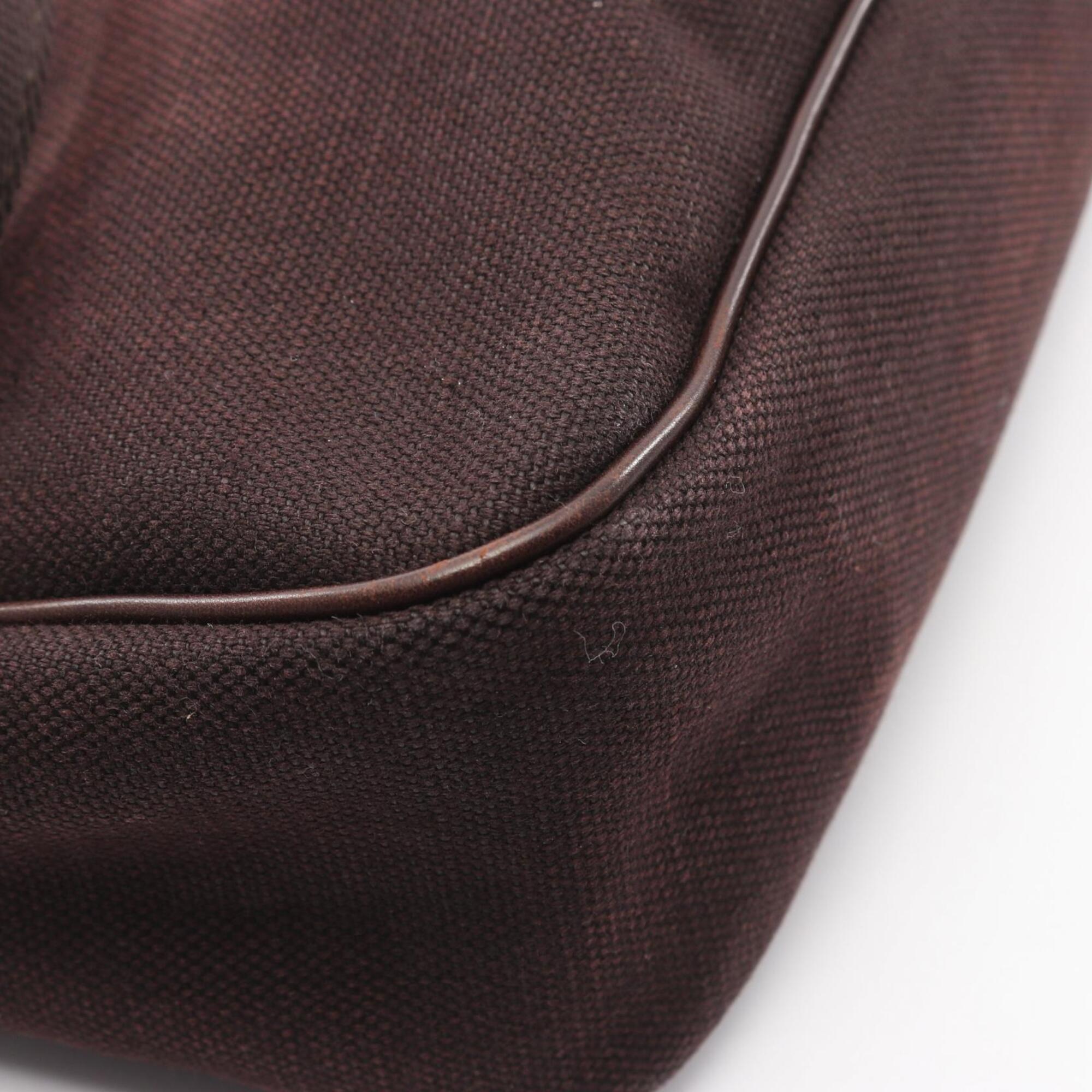Gucci Brown Canvas Leather Handbag Shoulder Bag (Pre-Owned)