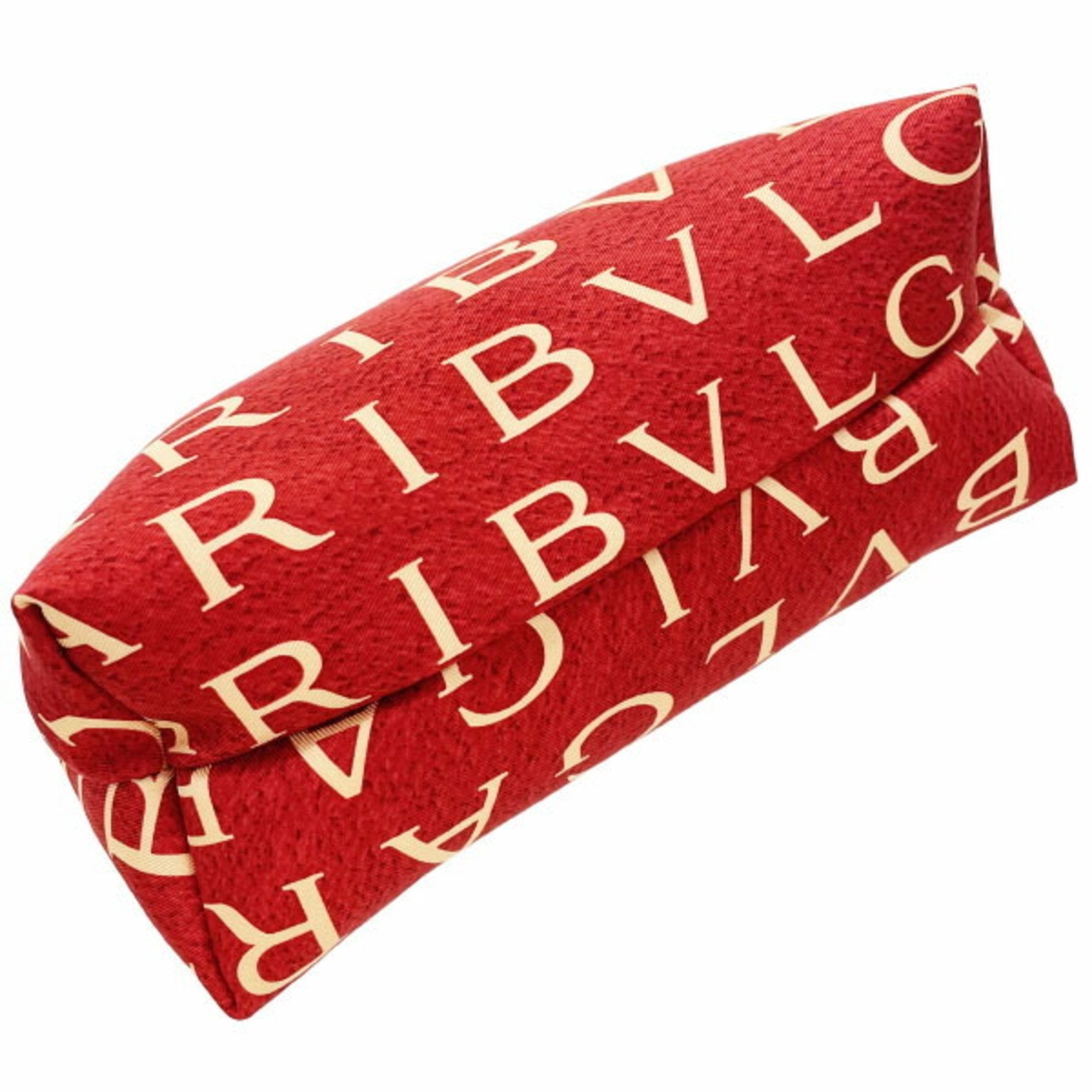 Bvlgari Black Red Color Silk Leather Pouch Wash Bag (Pre-Owned)