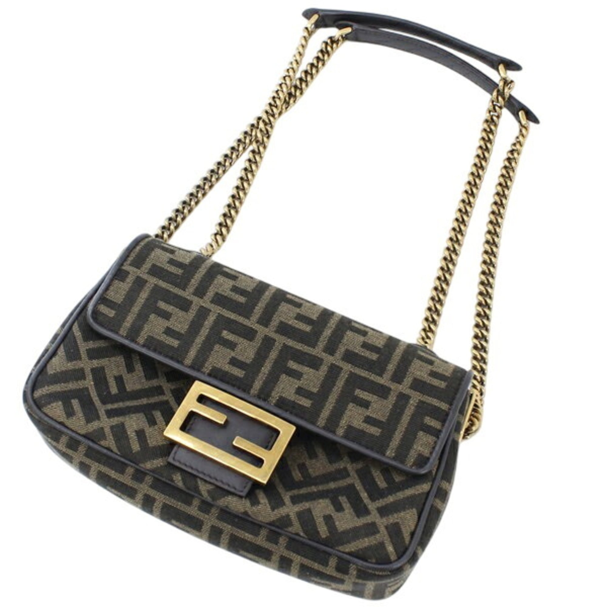 Fendi Brown Jacquard Shoulder Bag (Pre-Owned)