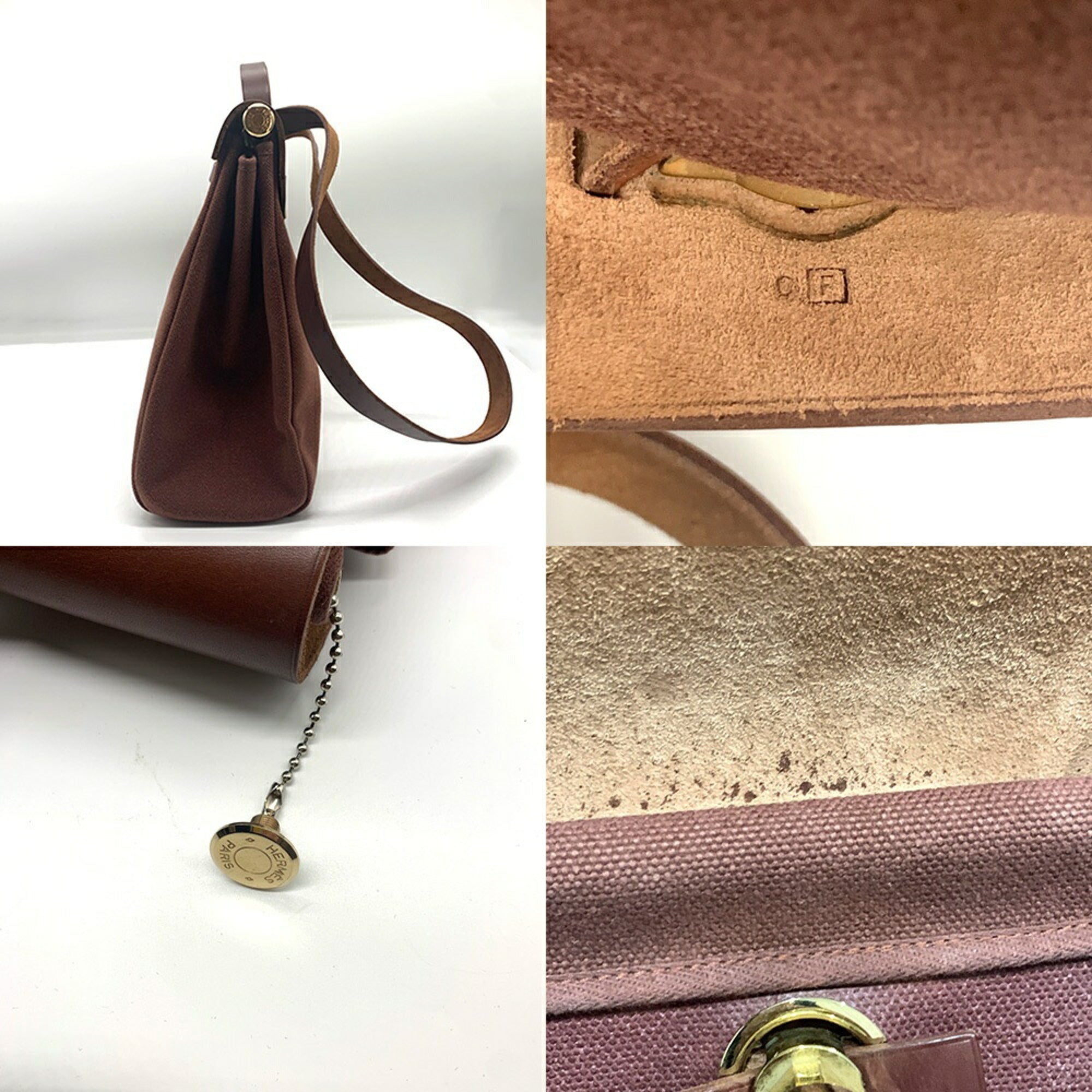 Hermes Brown Toile H Leather Handbag (Pre-Owned)