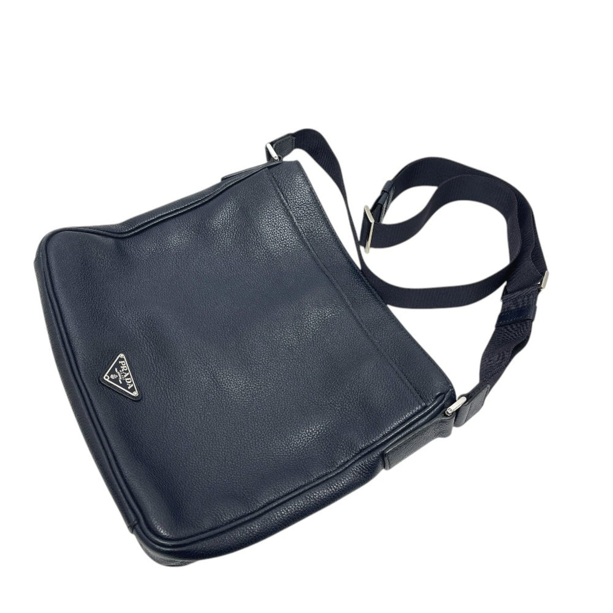 Prada Blue Leather Handbag Shoulder Bag (Pre-Owned)