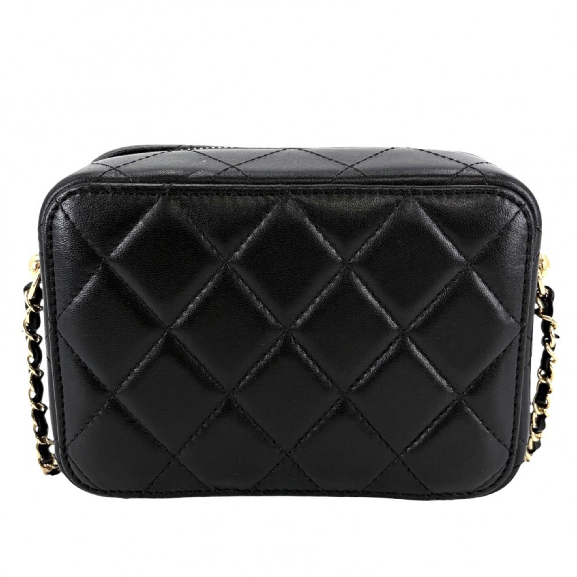 Chanel Black White Leather Shoulder Bag Vanity Bag (Pre-Owned)