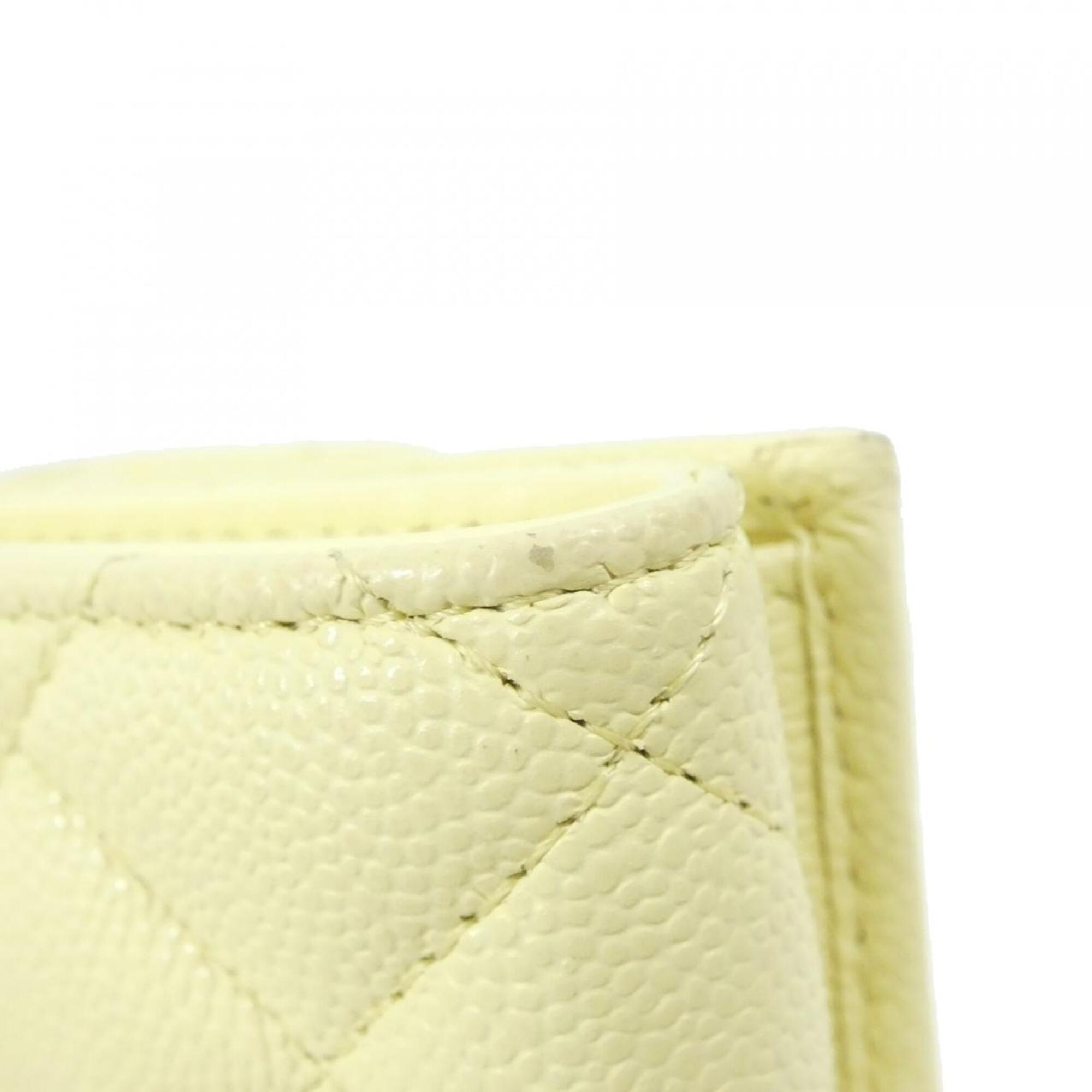 Chanel Yellow Grained Calfskin Wallet (Tri-Fold) (Pre-Owned)