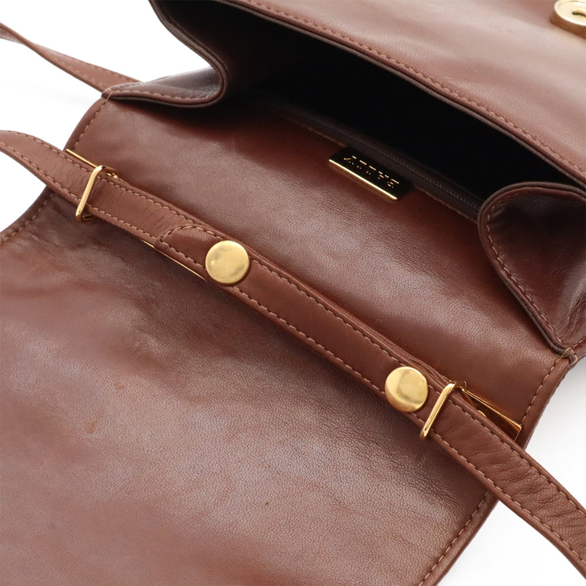 Bally Brown Leather Handbag Pochette Shoulder Bag (Pre-Owned)