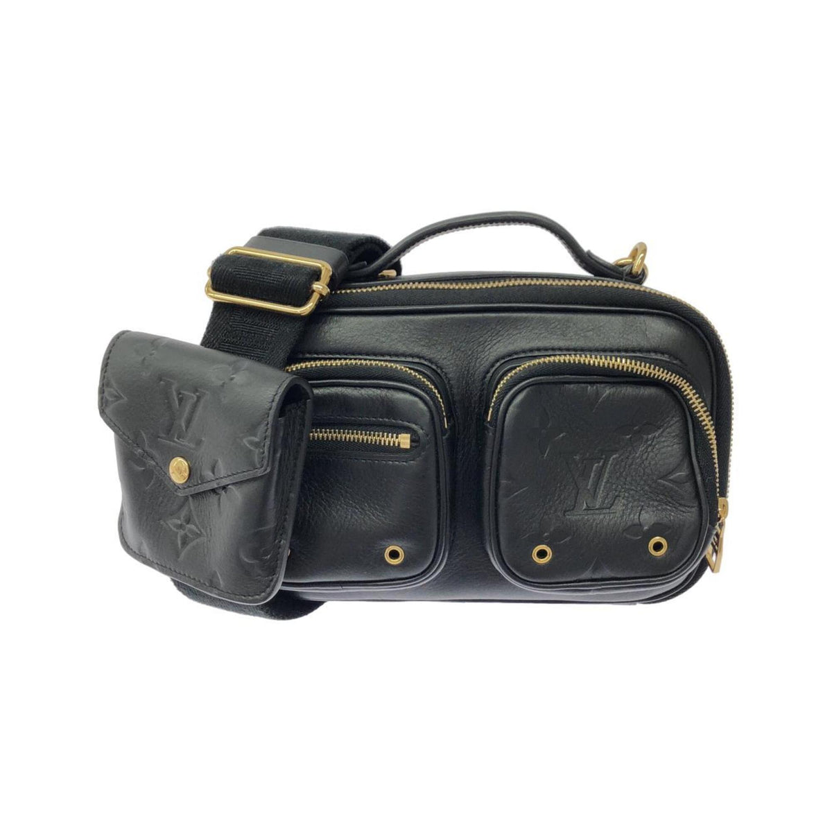 Louis Vuitton Black Leather Pouch Shoulder Bag (Pre-Owned)