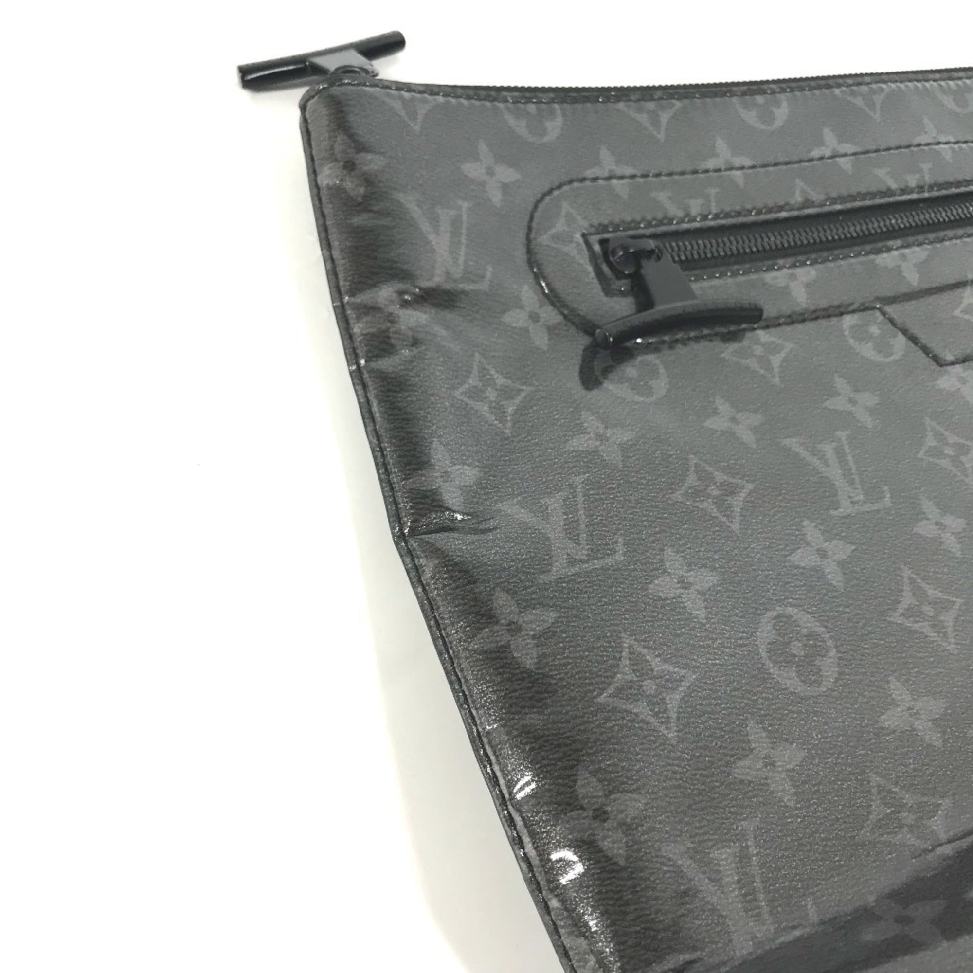 Louis Vuitton Black Vinyl Leather Clutch Bag Pochette Pouch (Pre-Owned)