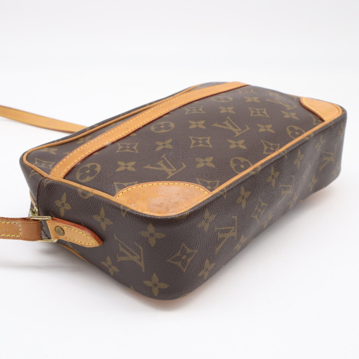 Louis Vuitton Beige Brown Monogram Coated Canvas Leather Shoulder Bag (Pre-Owned)