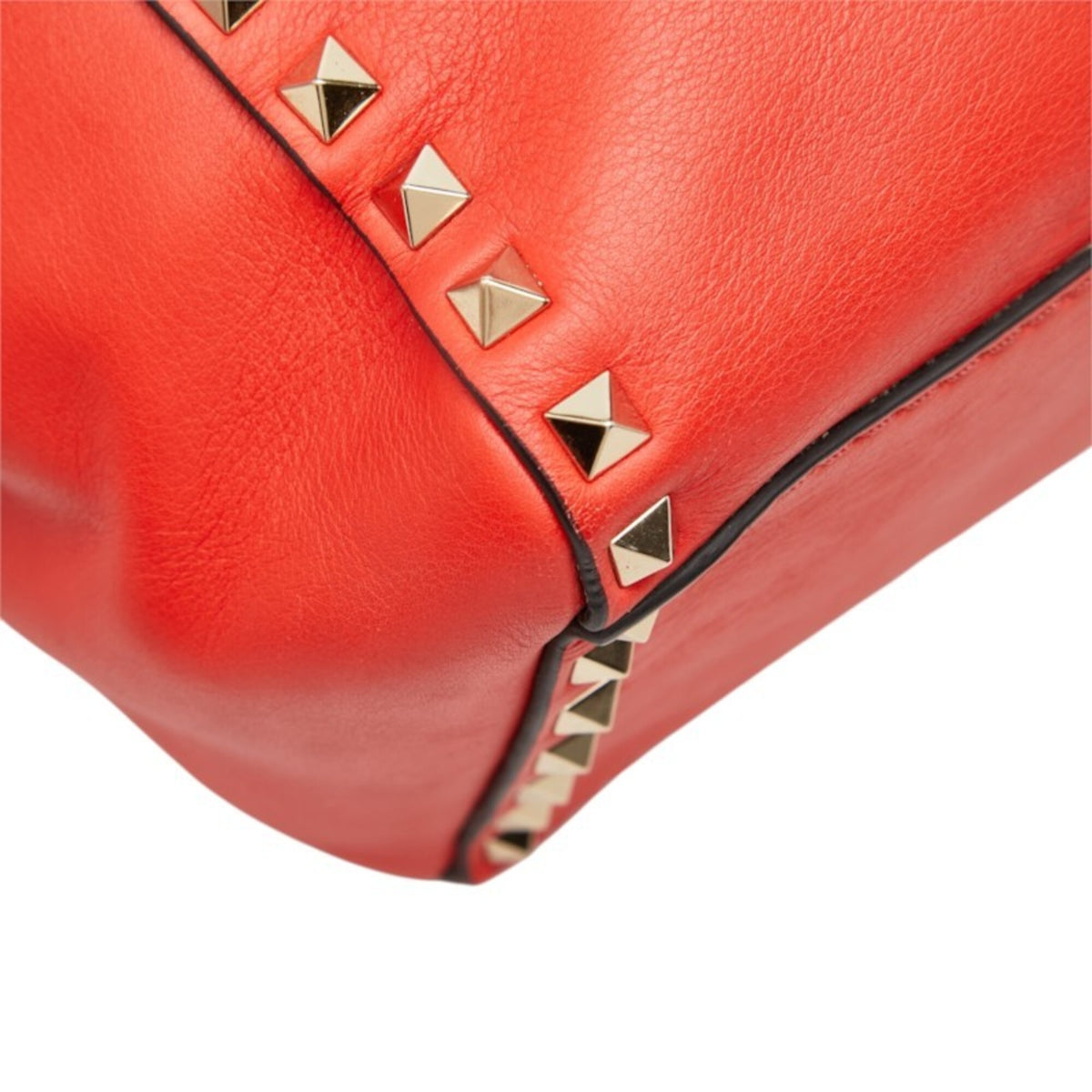 Valentino Red Color Leather Handbag Shoulder Bag (Pre-Owned)