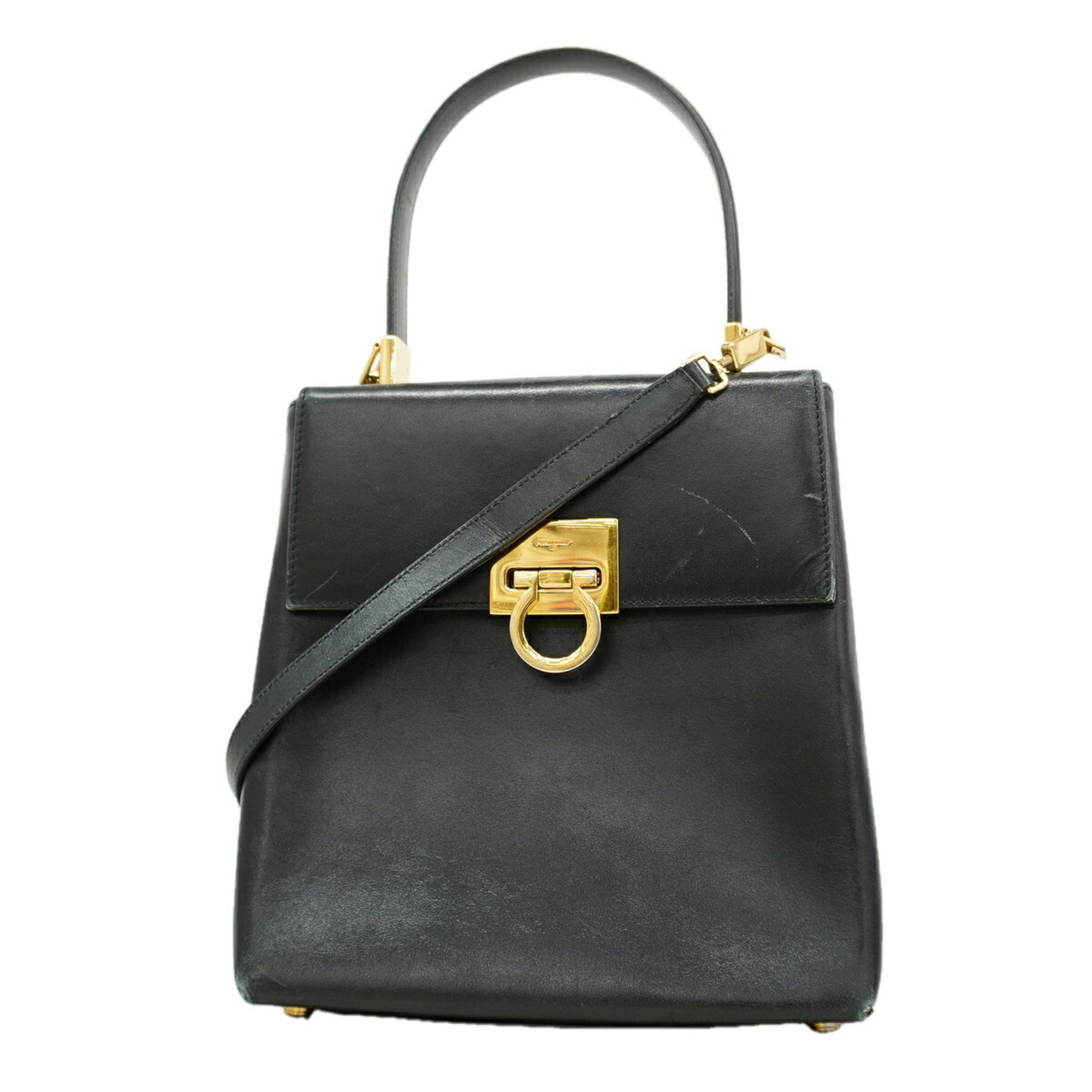 Salvatore Ferragamo Black Leather Handbag (Pre-Owned)