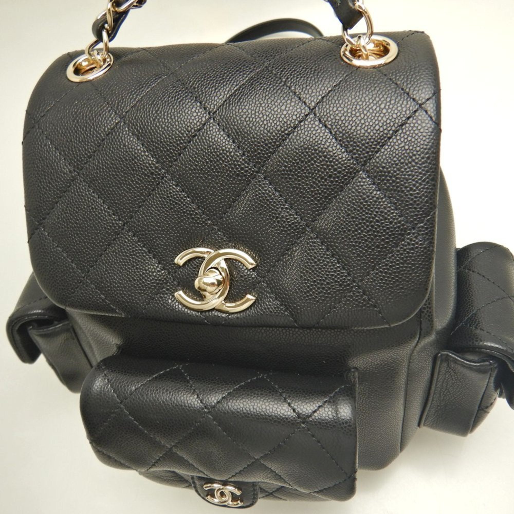 Chanel Black Grained Calfskin Backpack (Pre-Owned)