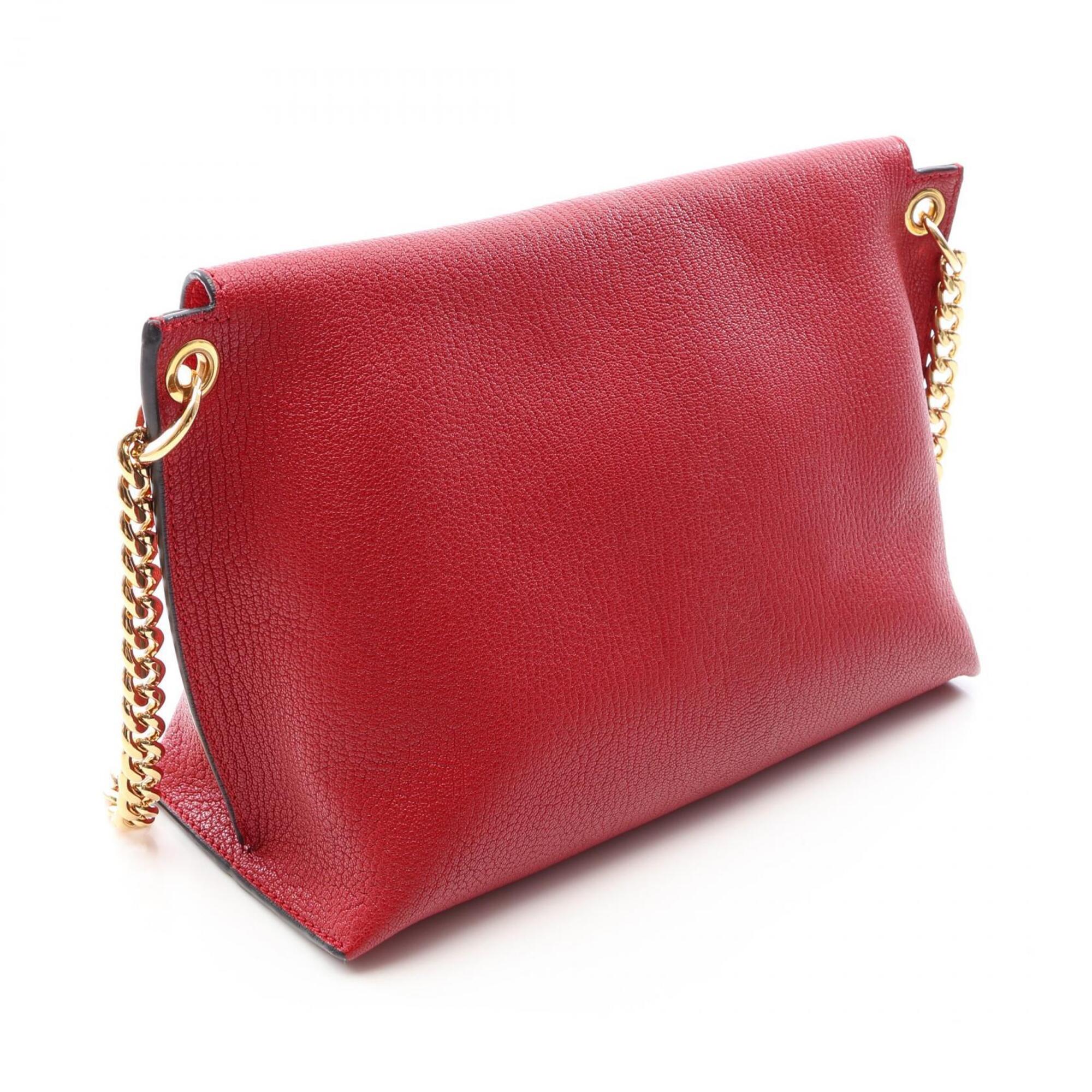 Loewe Red Color Leather Shoulder Bag (Pre-Owned)
