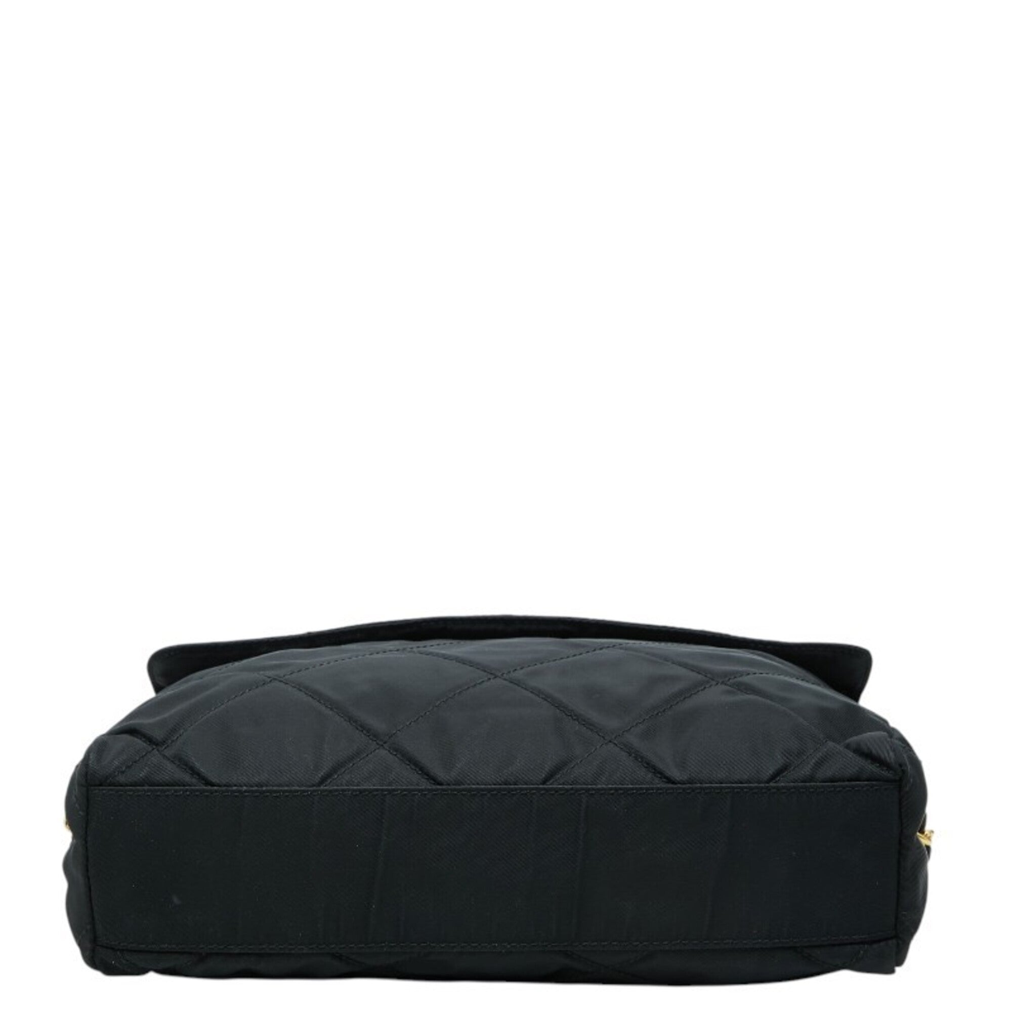 Prada Black Gold Nylon Shoulder Bag (Pre-Owned)