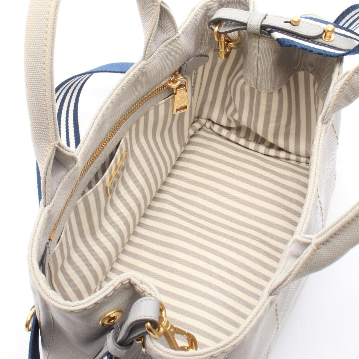 Prada Gray Canvas Handbag Tote Bag (Pre-Owned)