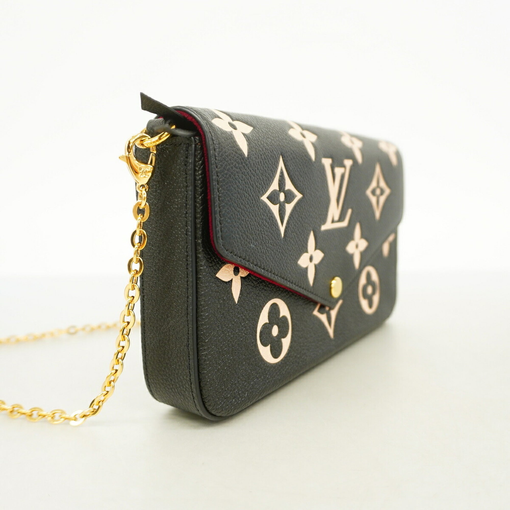 Louis Vuitton Beige Black Chain/Shoulder Wallet (Pre-Owned)
