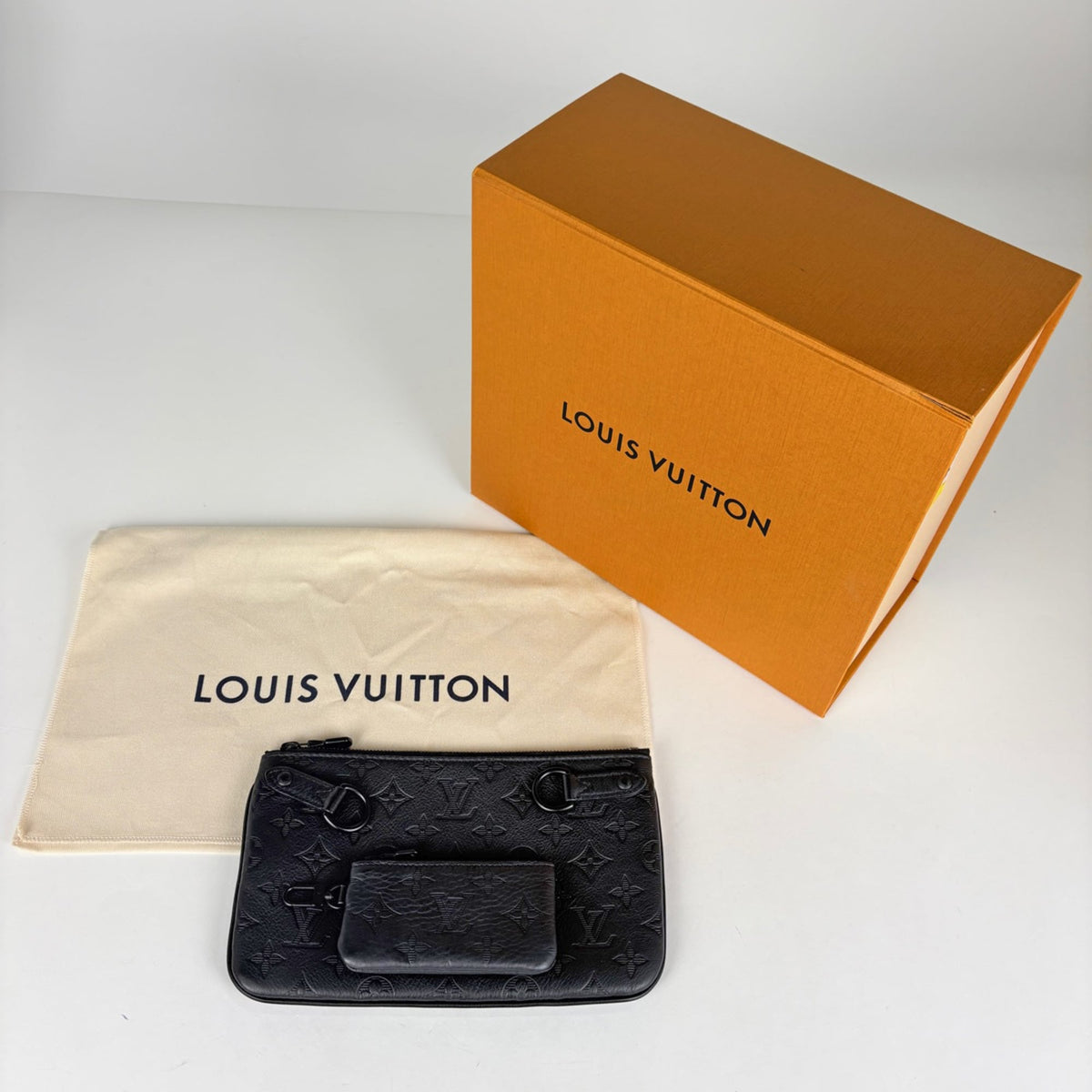 Louis Vuitton Black Noir Monogram Shadow Pouch Shoulder Bag (Pre-Owned)