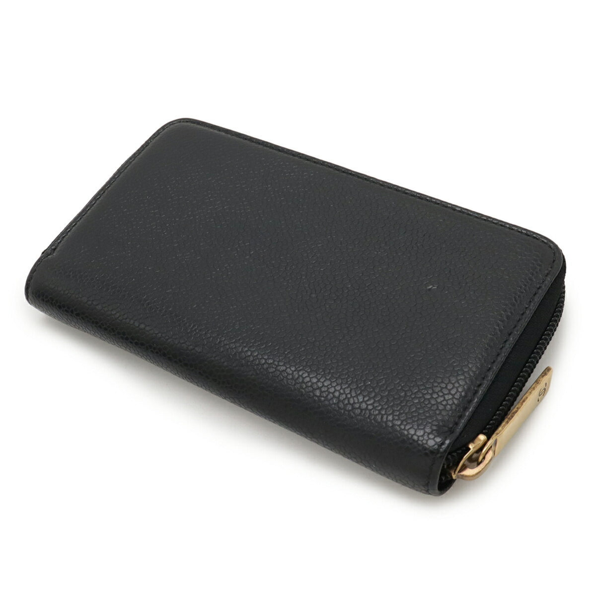 Chanel Black Grained Calfskin Leather Long Wallet (Bi-Fold) (Pre-Owned)