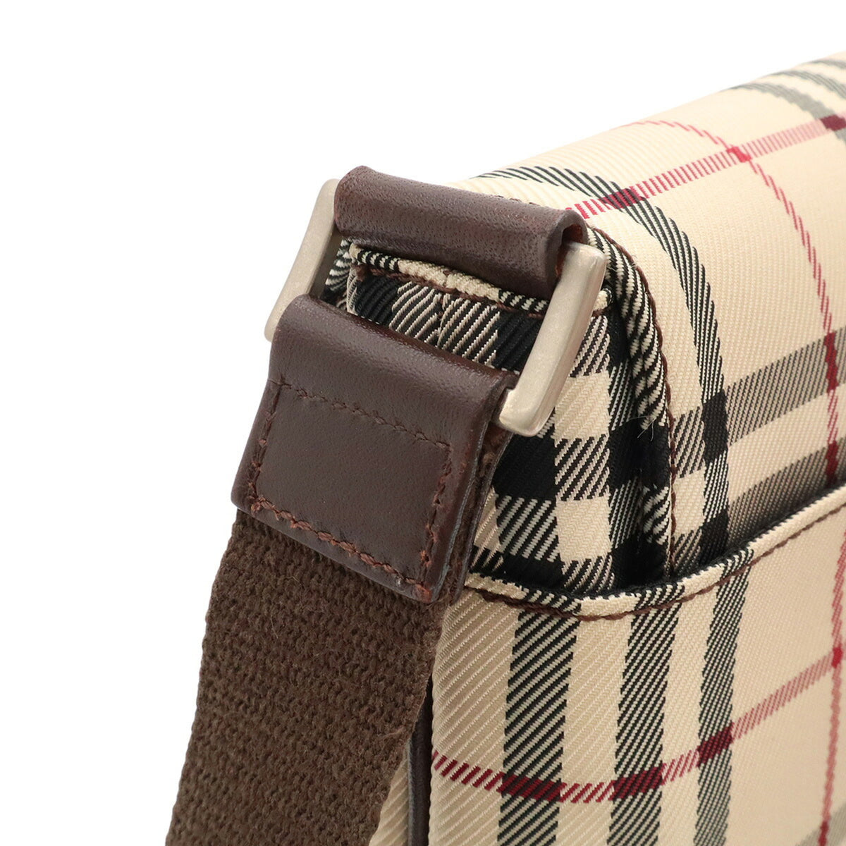 Burberry Beige Black Bordeaux Canvas Leather Shoulder Bag (Pre-Owned)