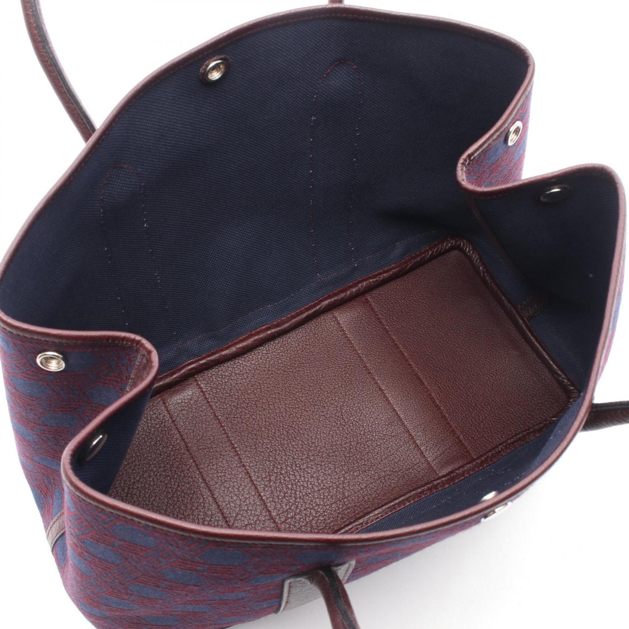Hermes Bordeaux Navy Canvas Negonda Leather Handbag Tote Bag (Pre-Owned)