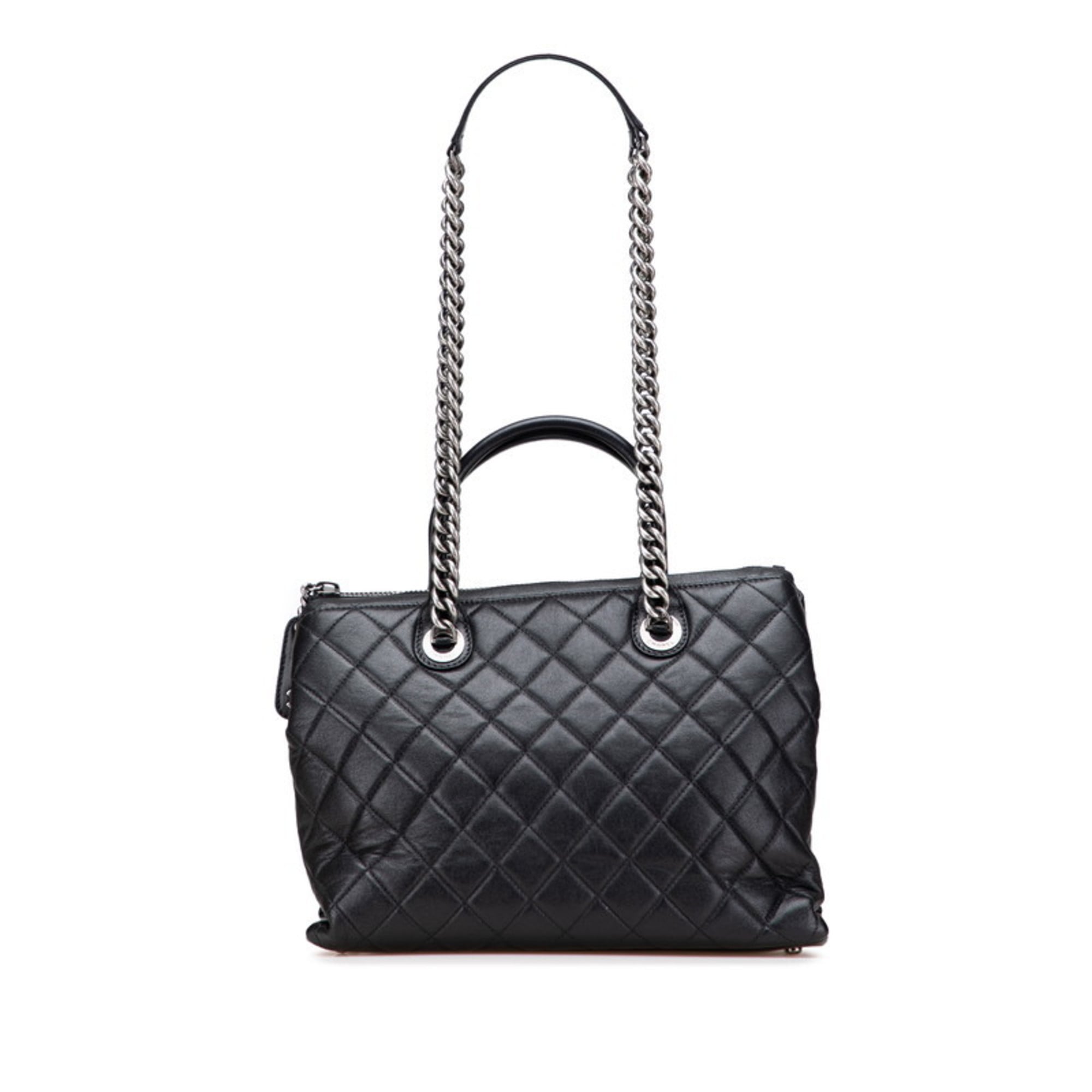 Chanel Black Leather Handbag Shoulder Bag (Pre-Owned)