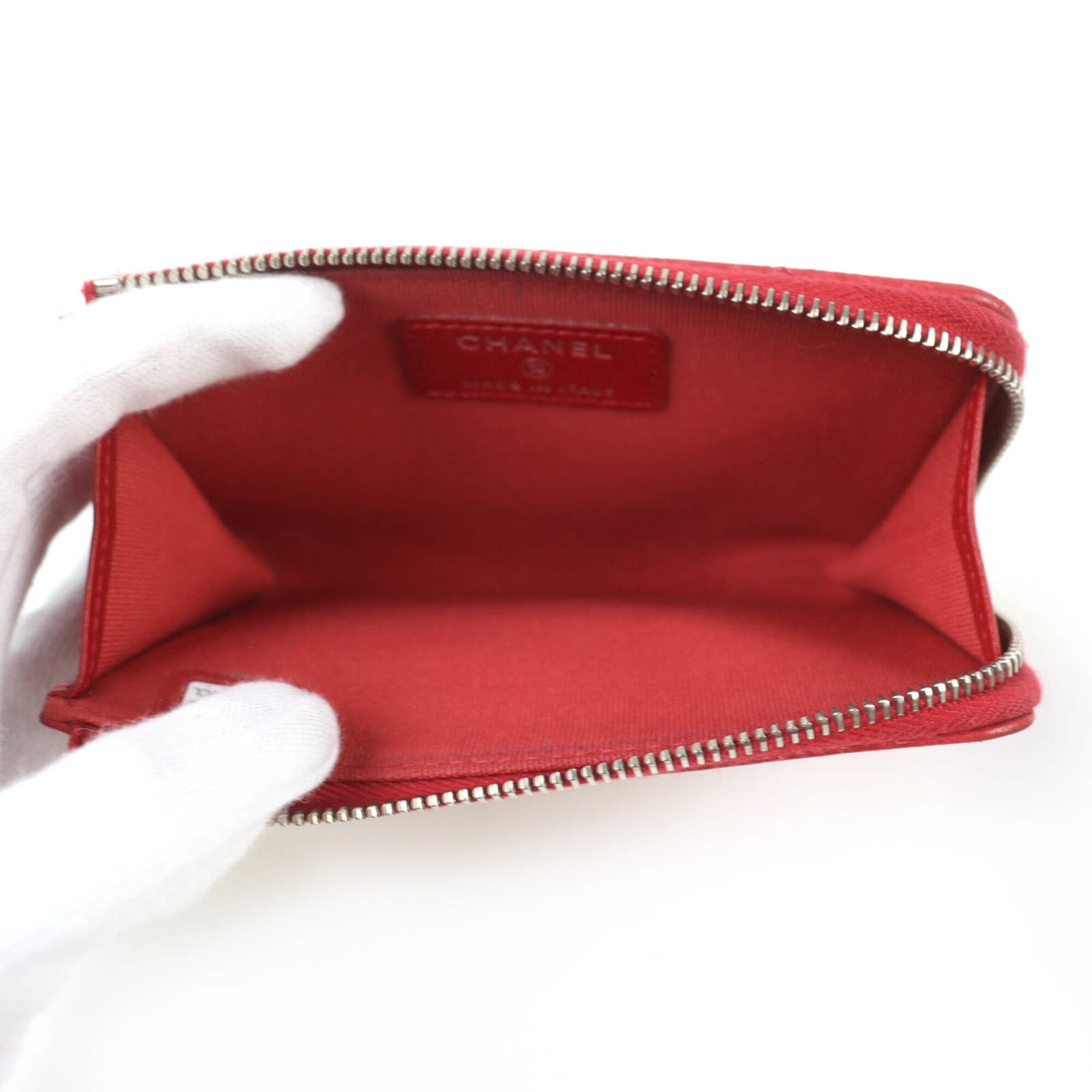 Chanel Matelasse Red Color Leather Coin Purse/Coin Case (Pre-Owned)
