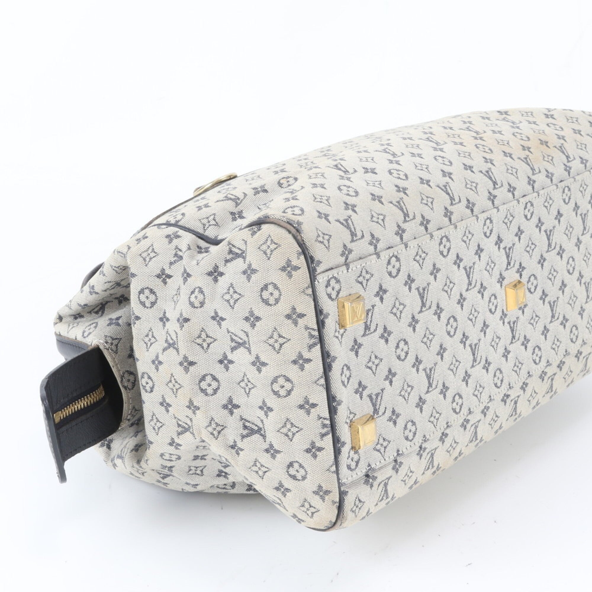 Louis Vuitton Monogram Mini Blue Leather Canvas Handbag Tote Bag (Pre-Owned)