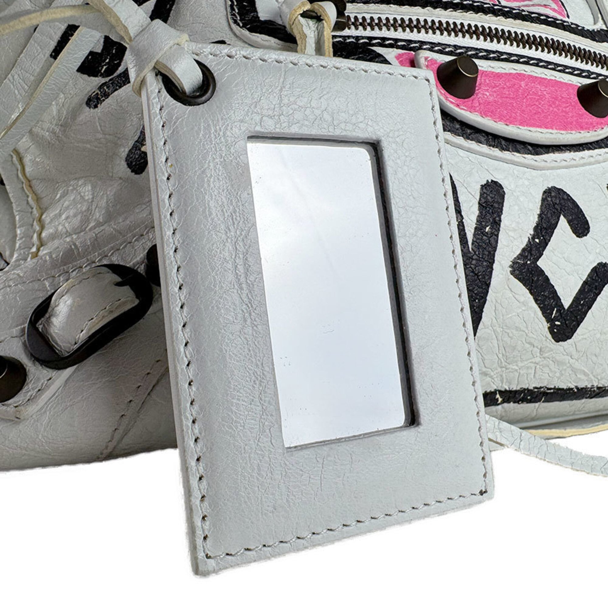 Balenciaga Black Pink White Leather Handbag (Pre-Owned)