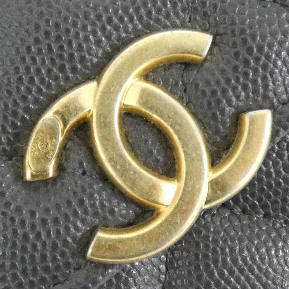 Chanel Gray Grained Calfskin Clutch Bag Shoulder Bag (Pre-Owned)