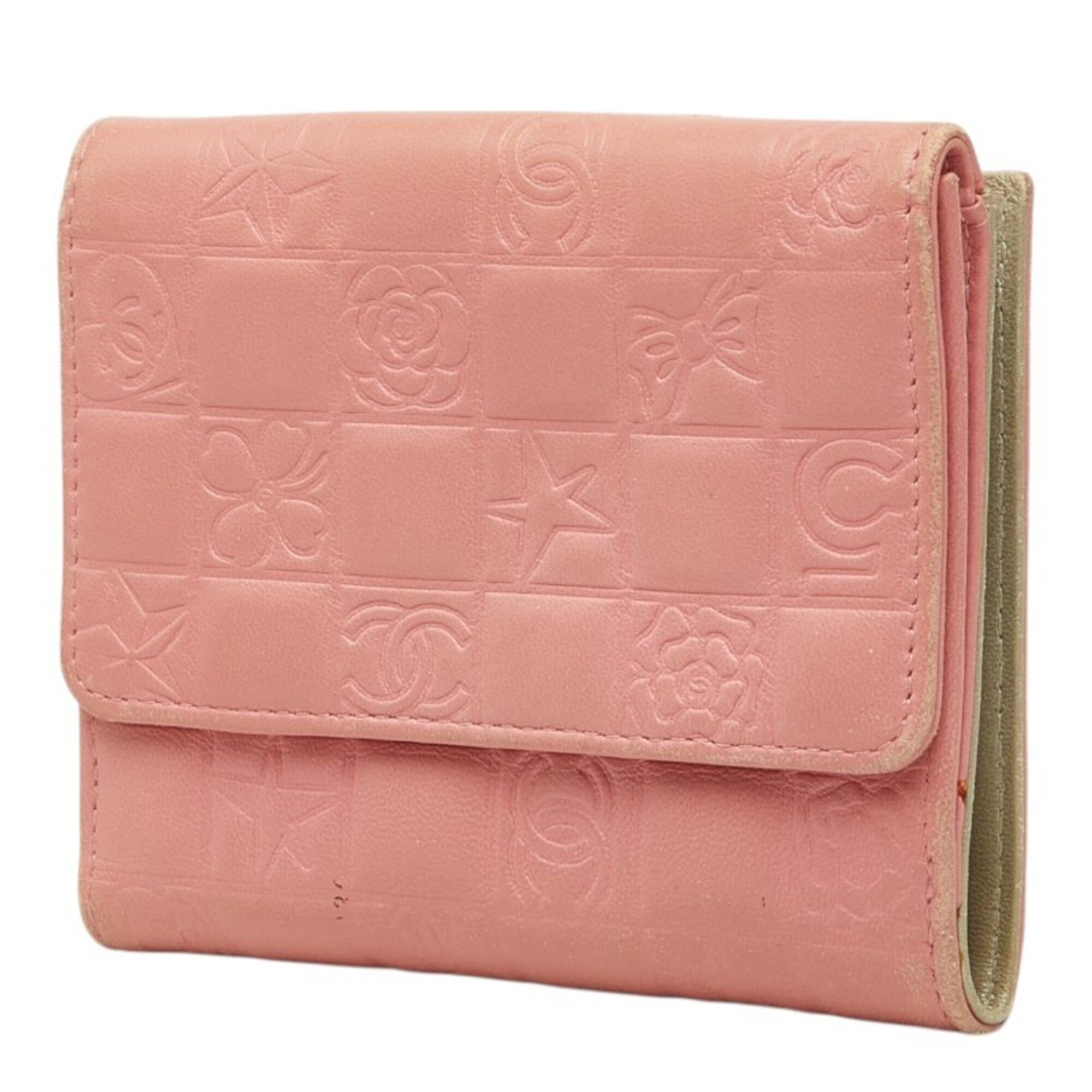 Chanel Silver Pink Leather Wallet (Bi-Fold) (Pre-Owned)