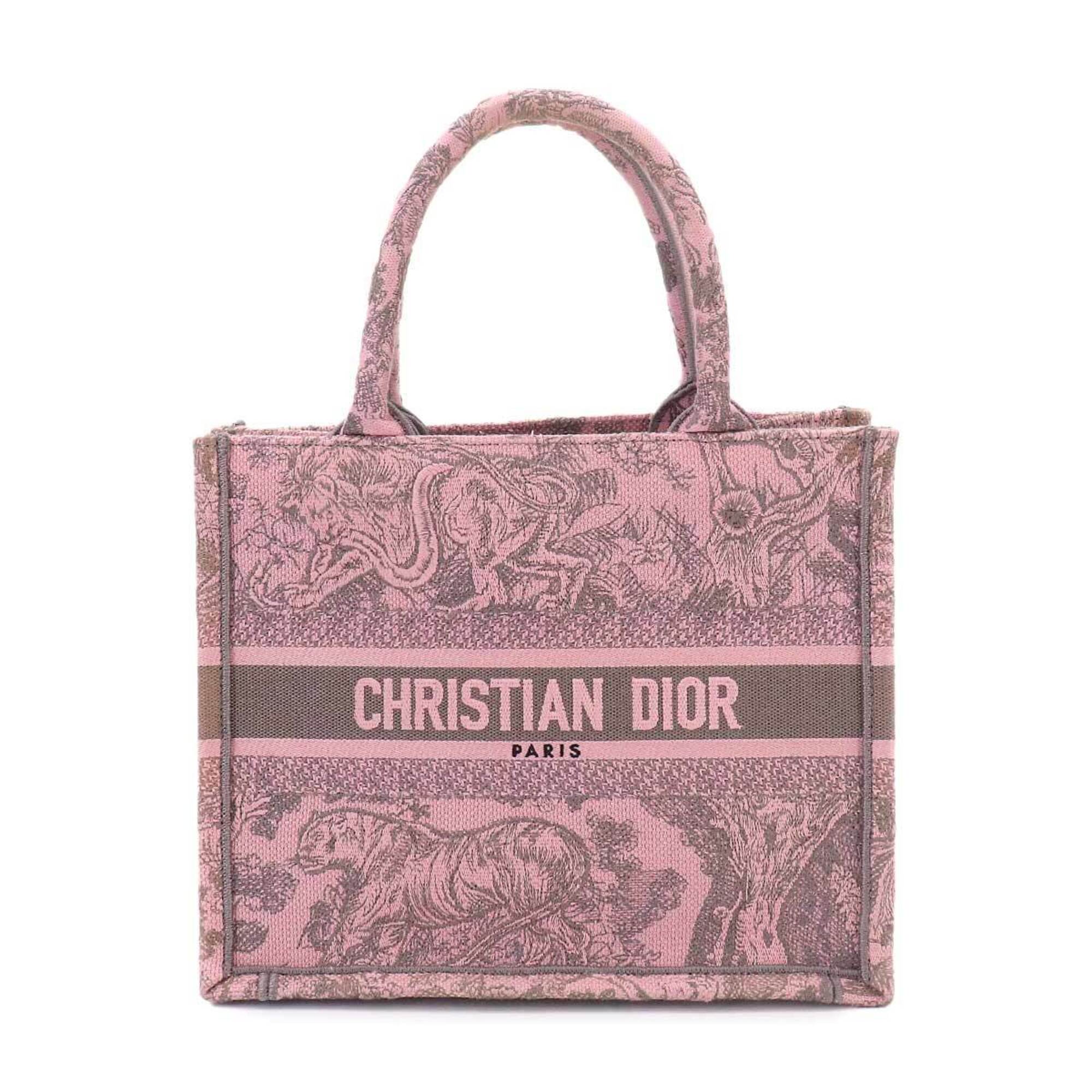 Christian Dior Gray Pink Canvas Handbag Tote Bag (Pre-Owned)