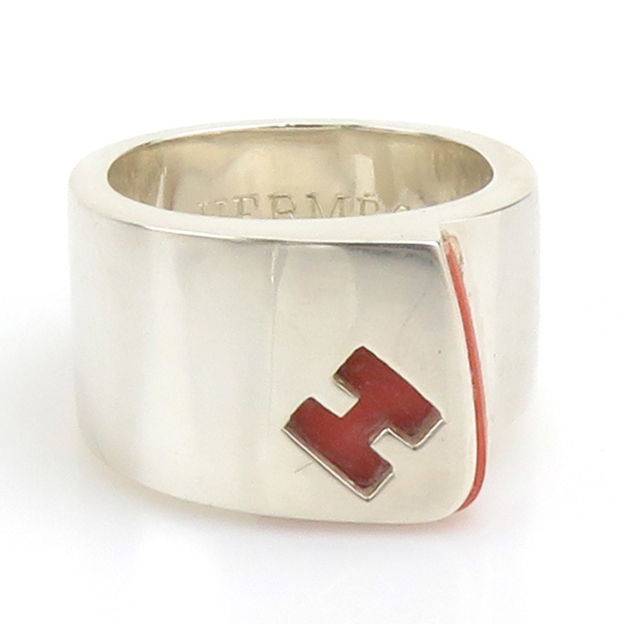 Hermes Silver Orange Silver 925 Band Ring (Pre-Owned)
