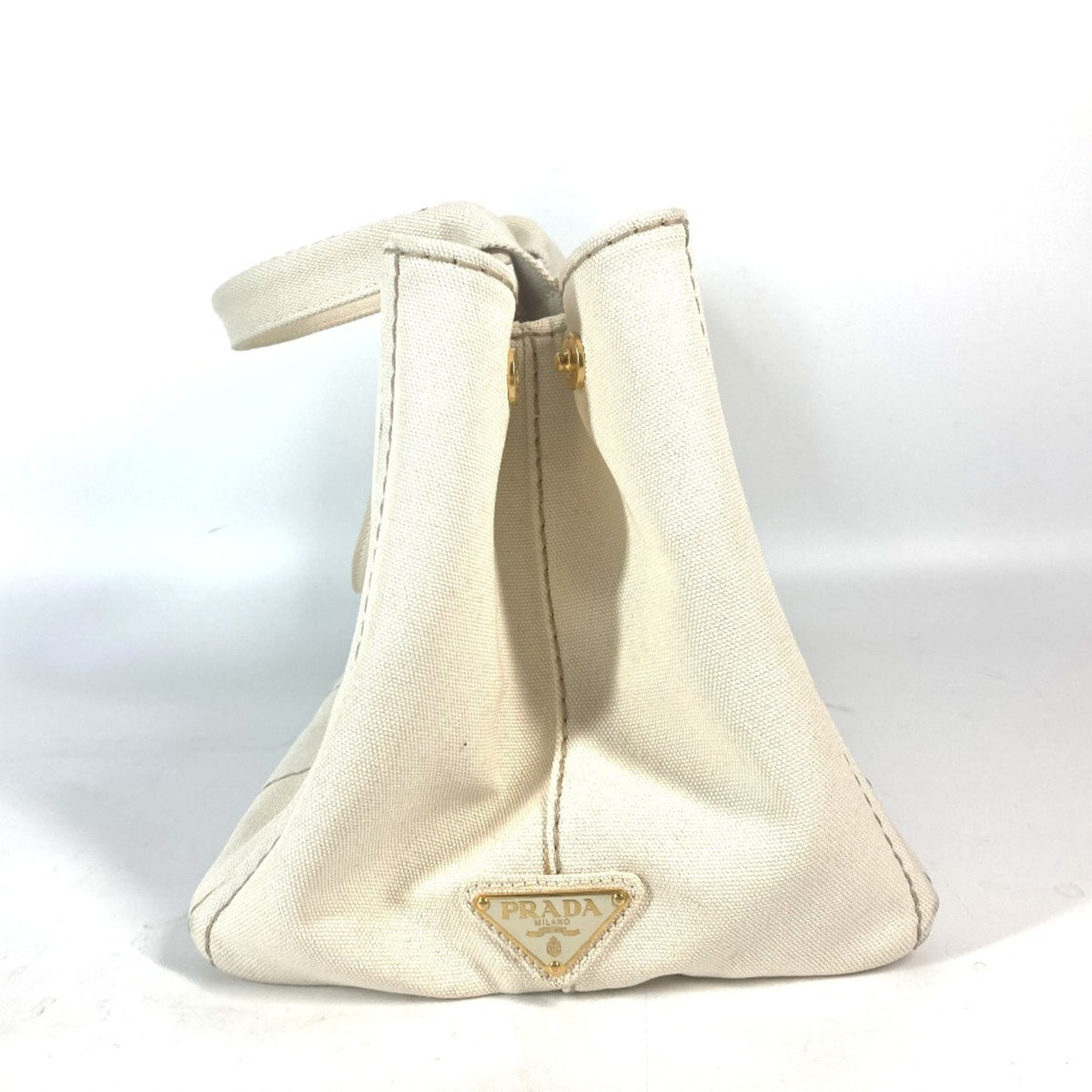 Prada Ivory Canvas Handbag Tote Bag (Pre-Owned)