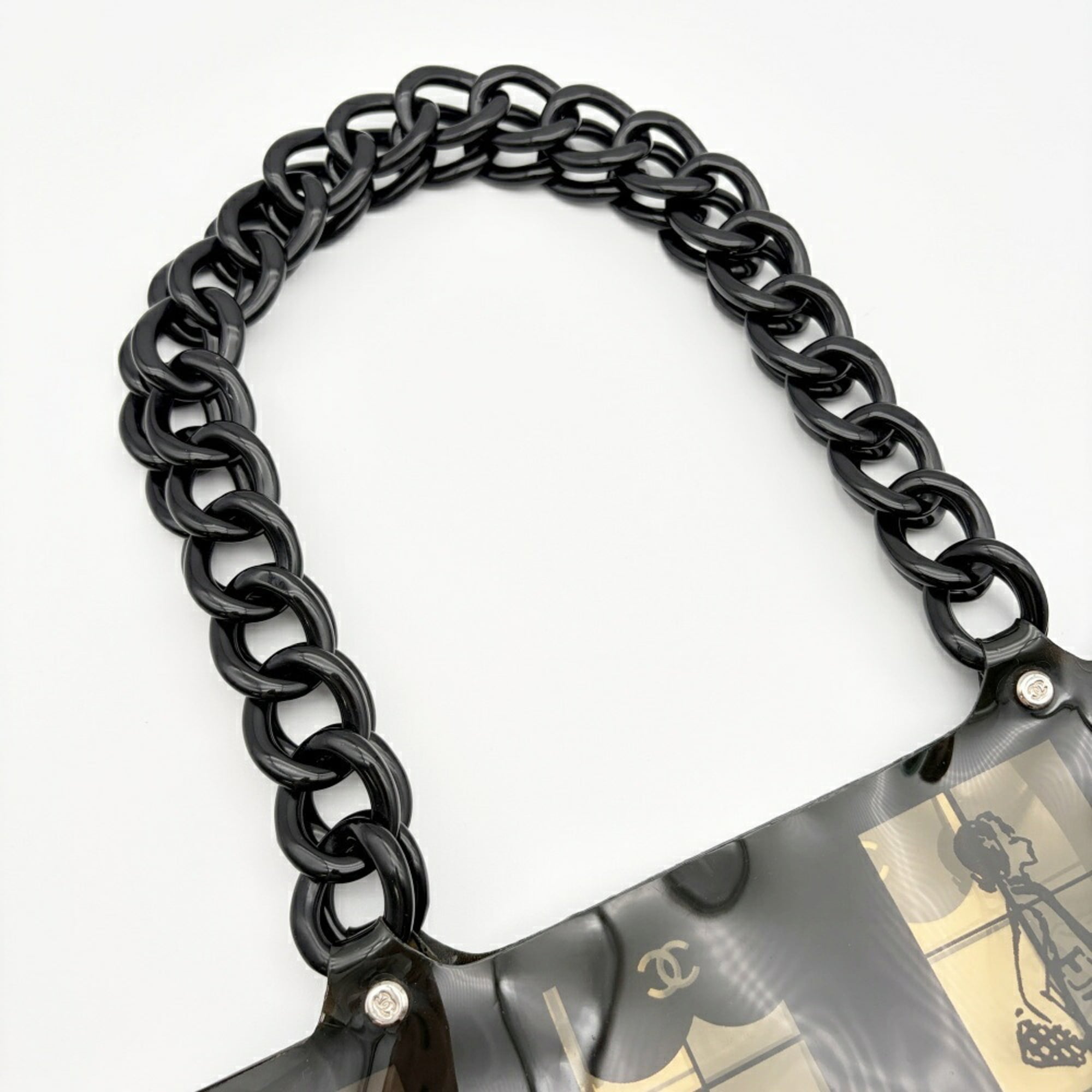 Chanel Black Clear Vinyl Plastic Tote Bag (Pre-Owned)
