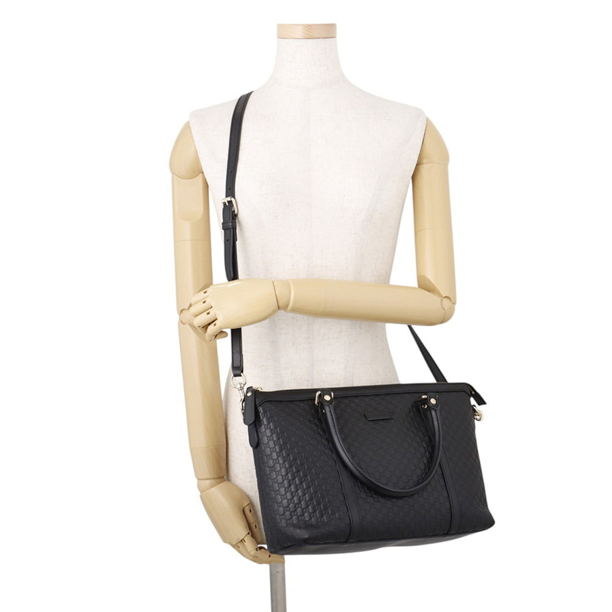 Gucci Black Leather Handbag Shoulder Bag Tote Bag (Pre-Owned)