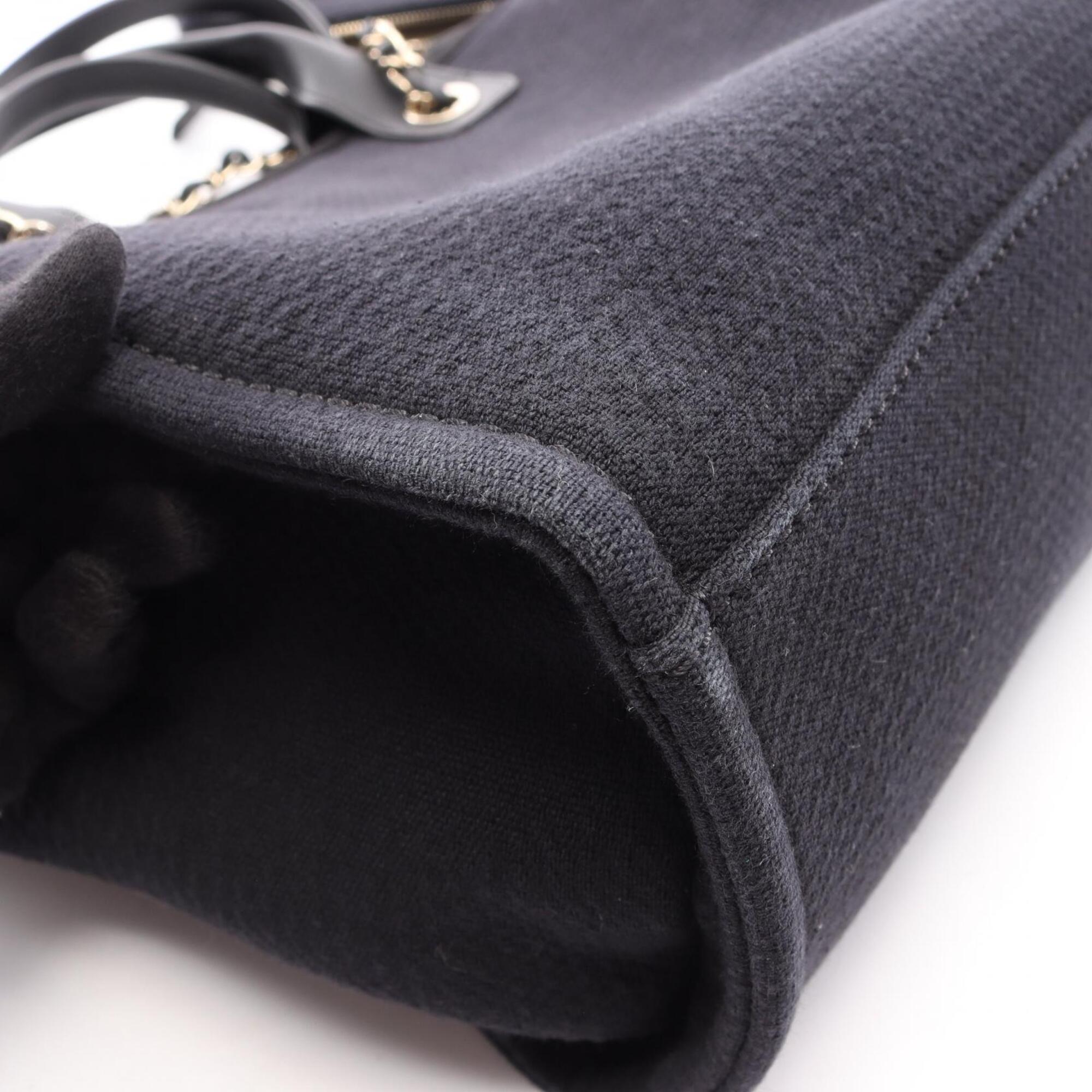 Chanel Black Canvas Leather Handbag Pouch Tote Bag (Pre-Owned)