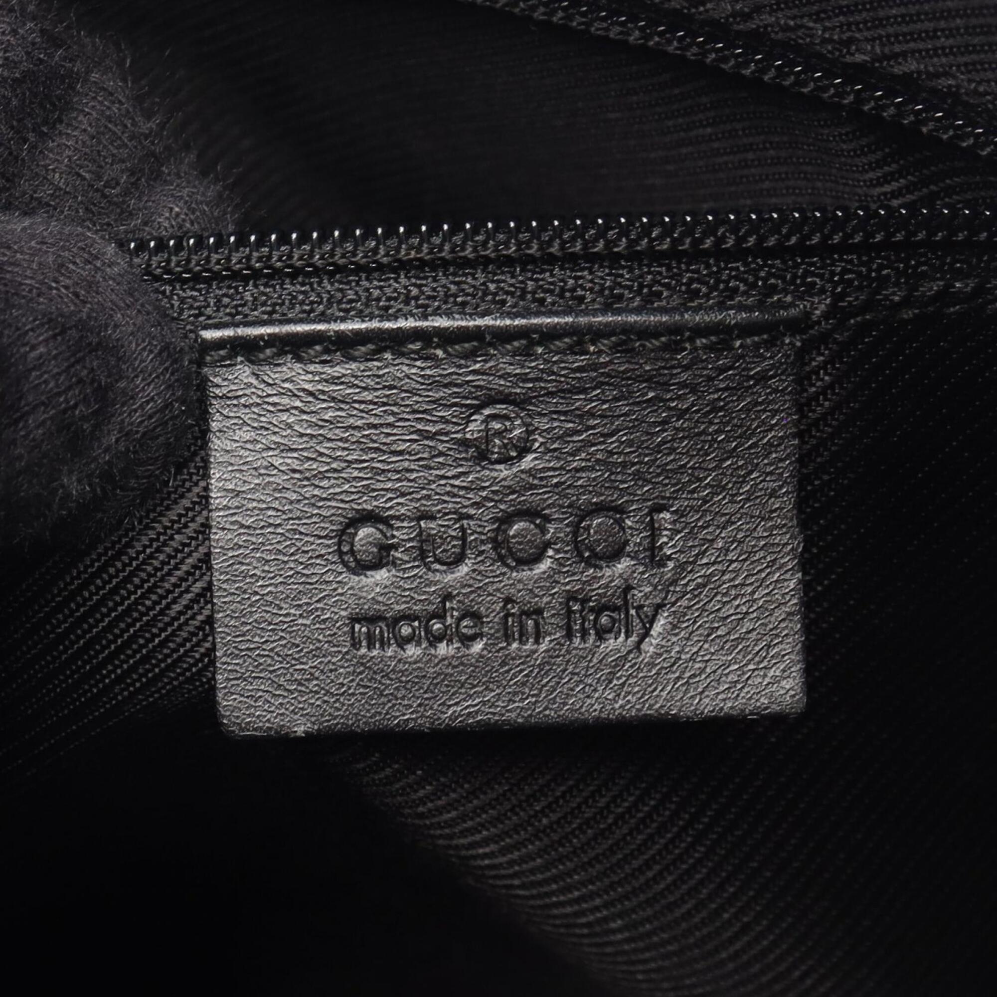 Gucci Black Canvas Leather Handbag Tote Bag (Pre-Owned)