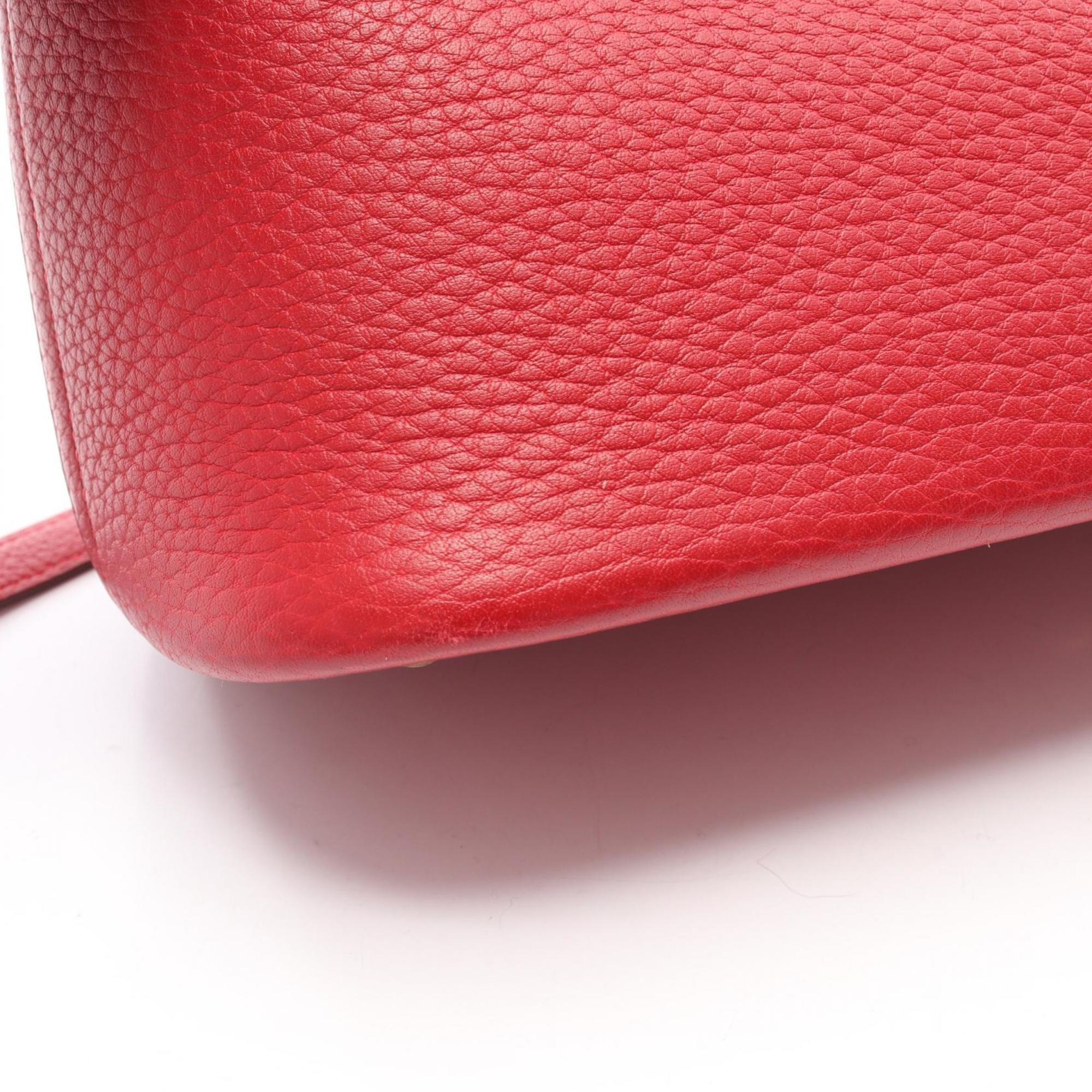 Hermes Red Color Rouge Vif Fjord Leather Handbag (Pre-Owned)