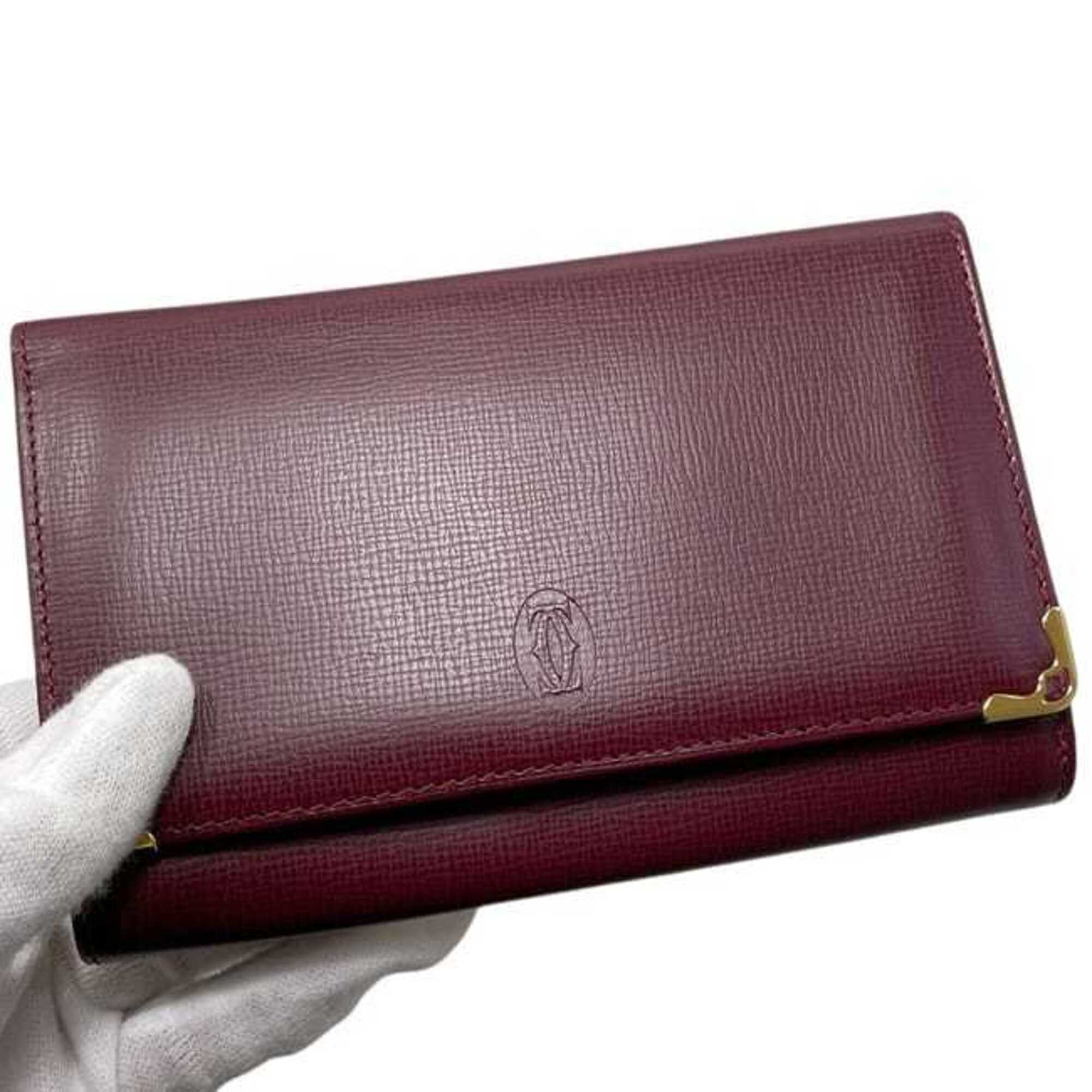Cartier Bordeaux Wine Red Leather Wallet (Bi-Fold) (Pre-Owned)