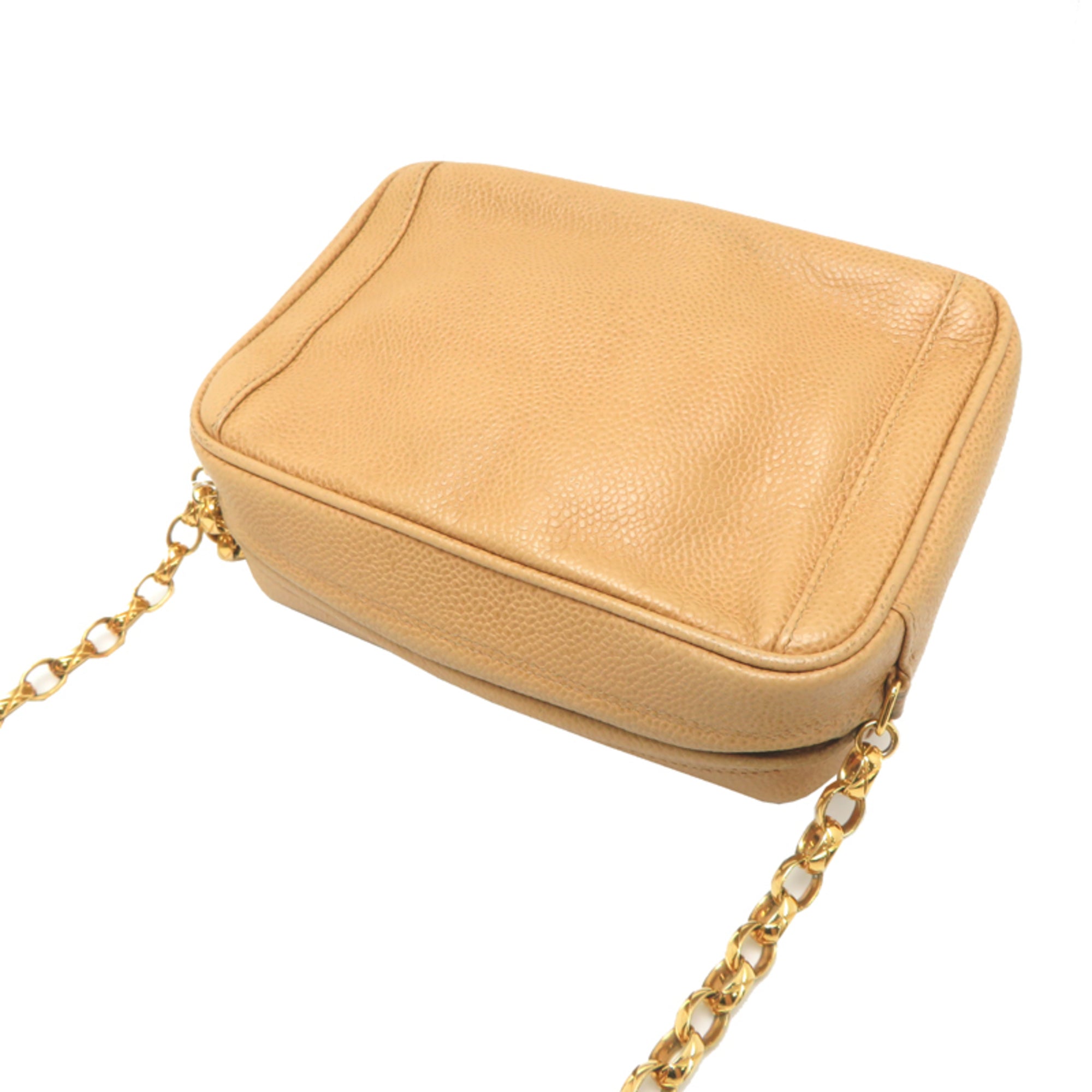 Chanel Beige Grained Calfskin Shoulder Bag (Pre-Owned)