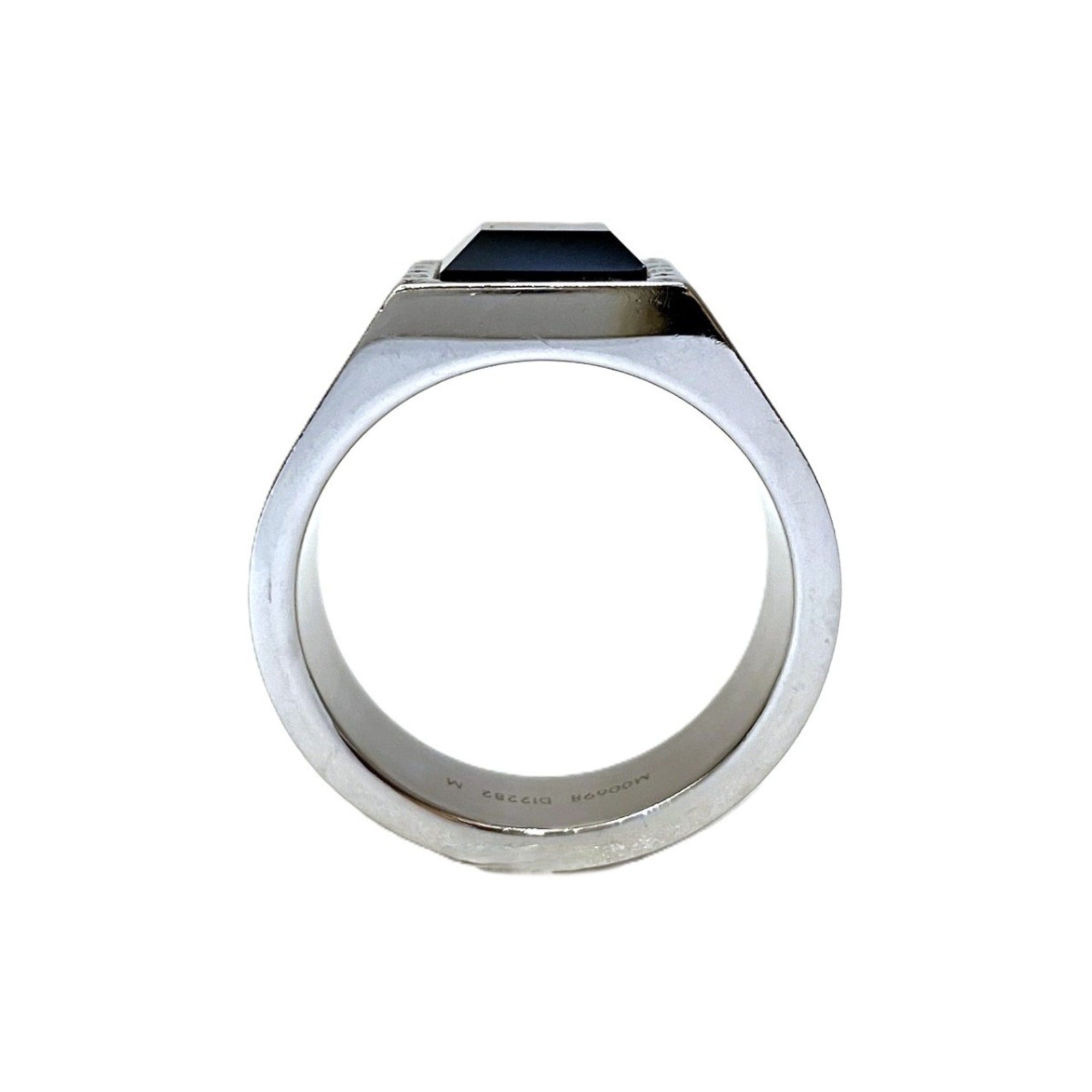 Louis Vuitton Silver Black Monogram Band Ring (Pre-Owned)