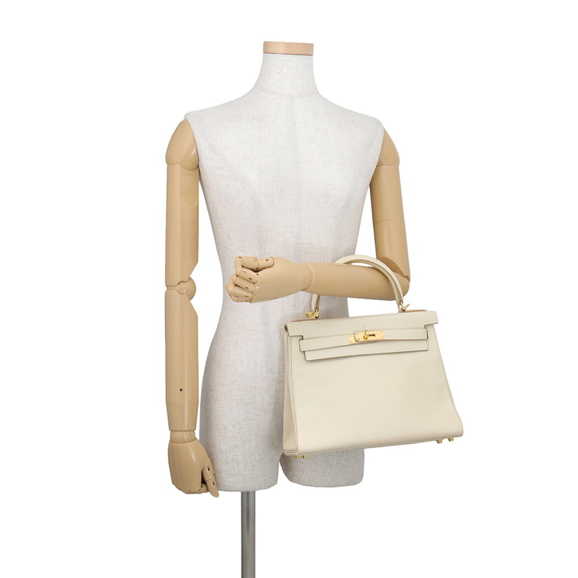 Hermes Kelly Gold Taurillon Clemence Leather Handbag (Pre-Owned)