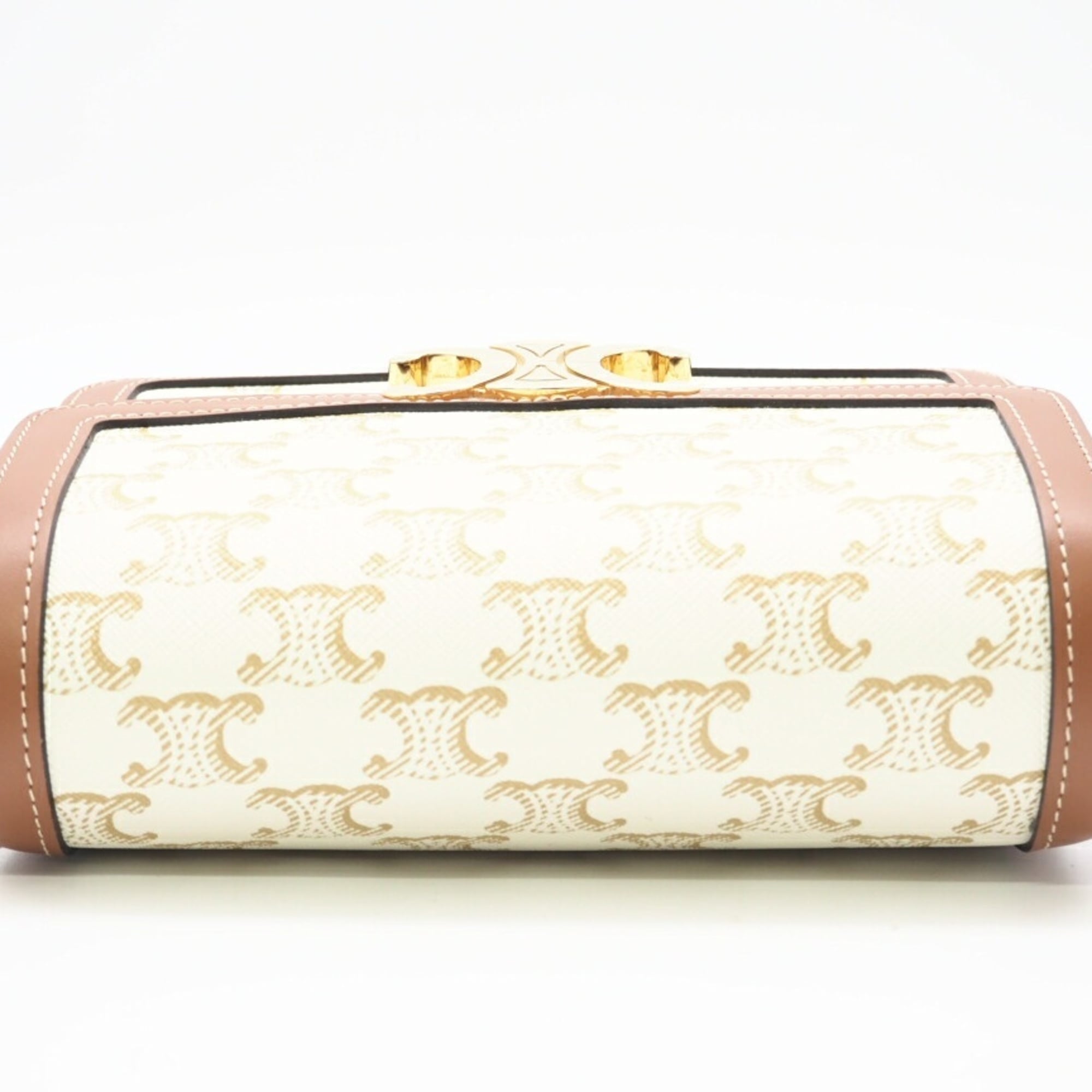 Celine Brown White Canvas Shoulder Bag (Pre-Owned)