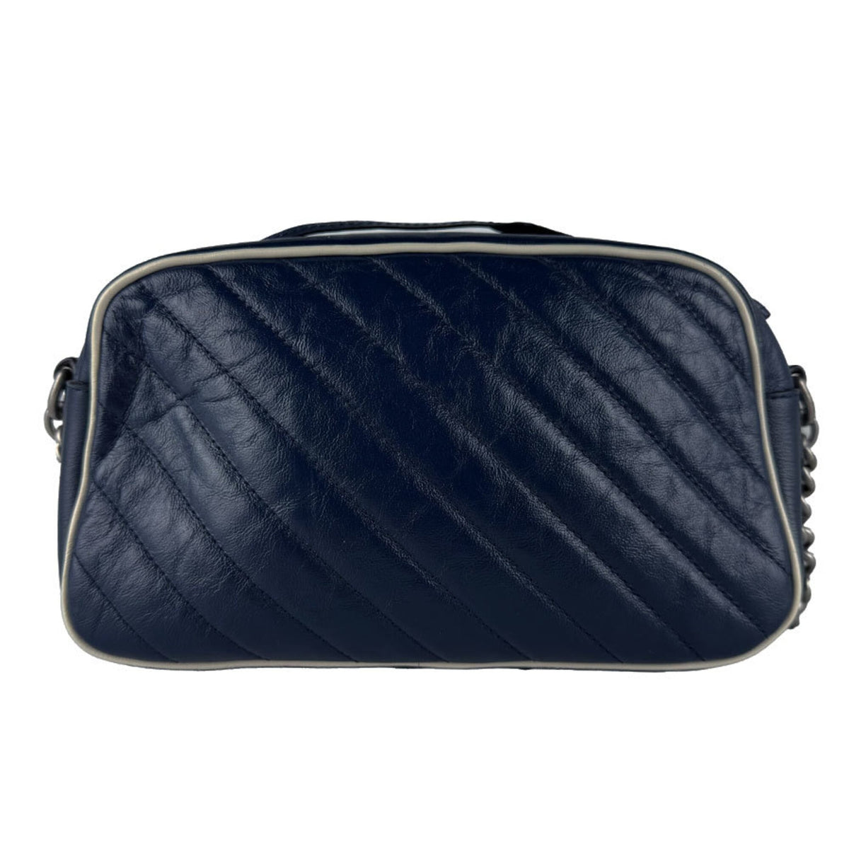 Gucci Ivory Navy Leather Shoulder Bag (Pre-Owned)