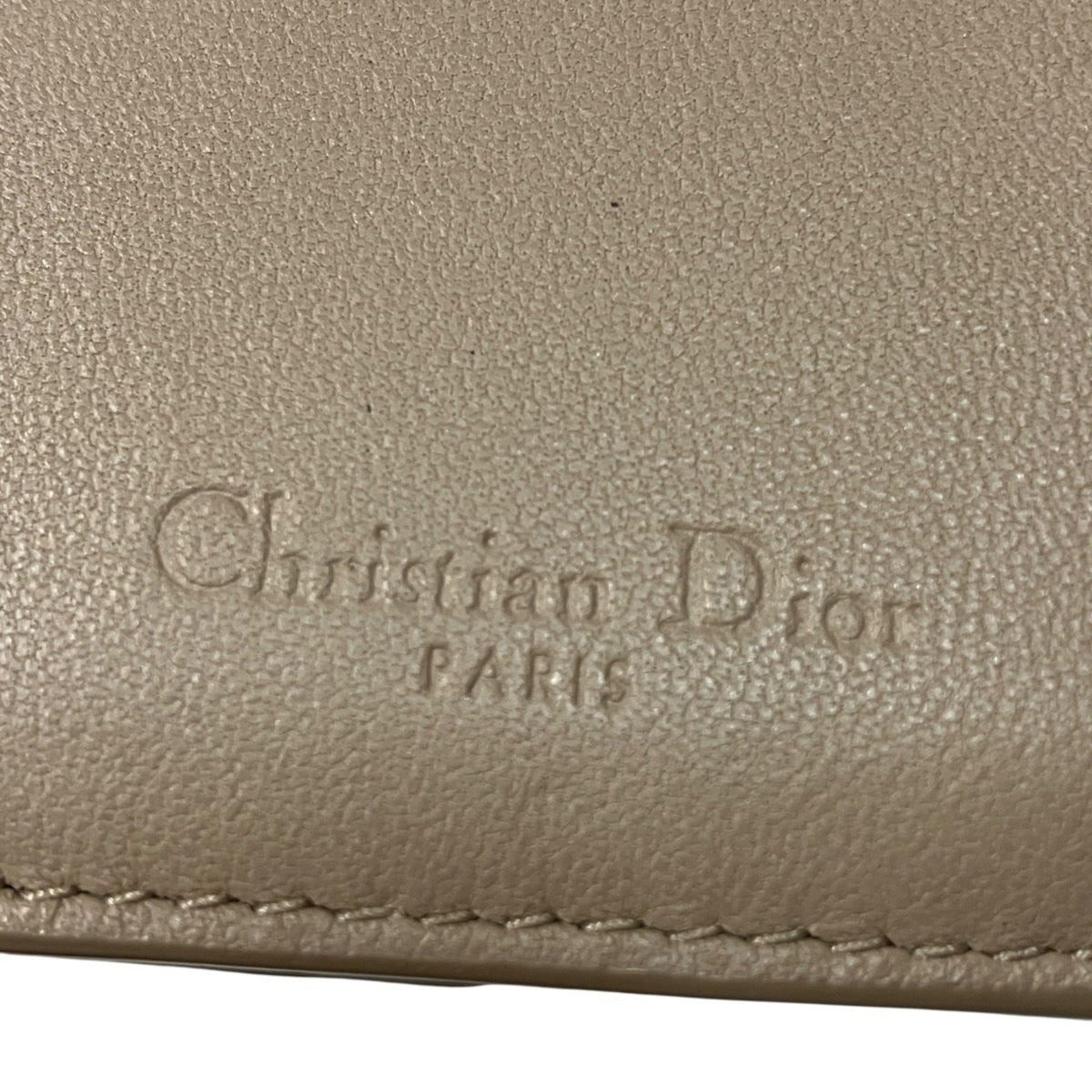 Christian Dior Lady Dior Beige Leather Wallet (Tri-Fold) (Pre-Owned)